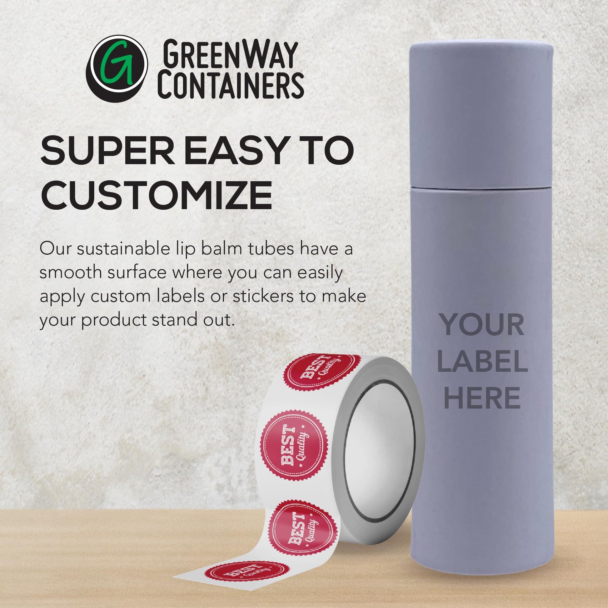 GreenWay - Tubos de bálsamo labial de cartón kraft de 8,5 g con tapas, paquete de 25 tubos de brillo labial recargables para bricolaje, recipientes de bálsamo labial, tubos de soporte vacíos, color blanco
