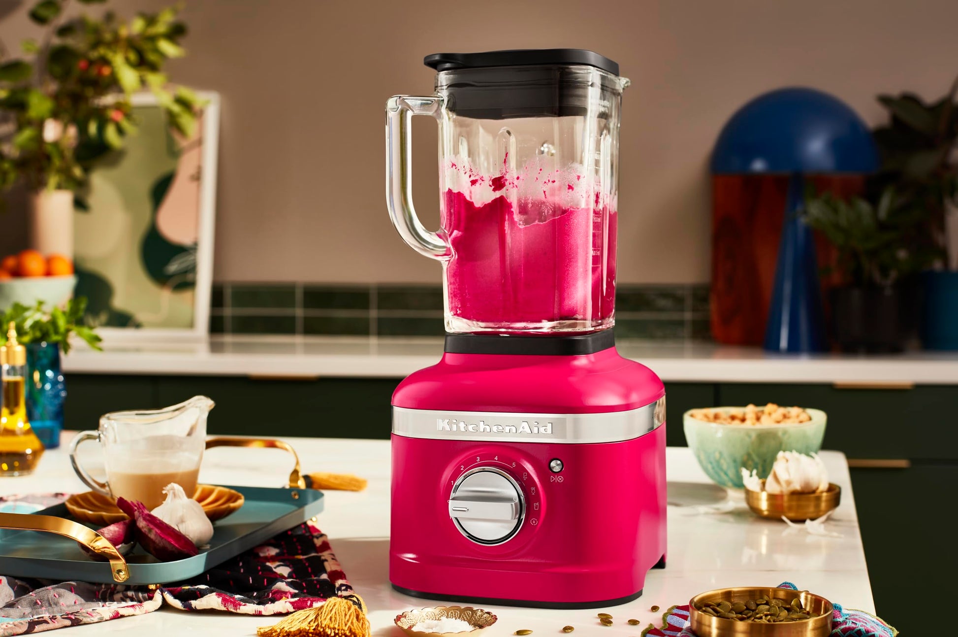 KitchenAid 7KSB4026MHI - K400 Licuadora con Jarra de Vidrio 48 OZ Color Hibiscus