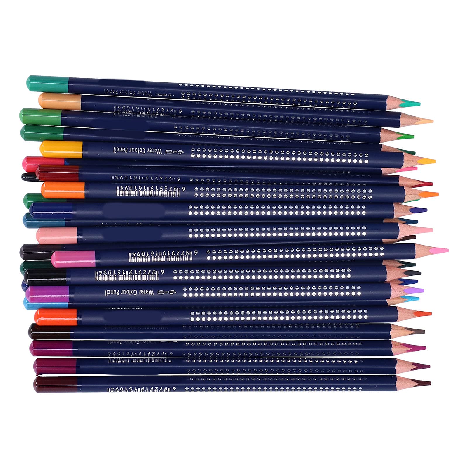 Lápices de Acuarela, Juego de Lápices de Colores Solubles en Agua, Lápices de Colores con Pintura de Troncos Triangulares Gruesos con Caja de Hierro(24 colores)