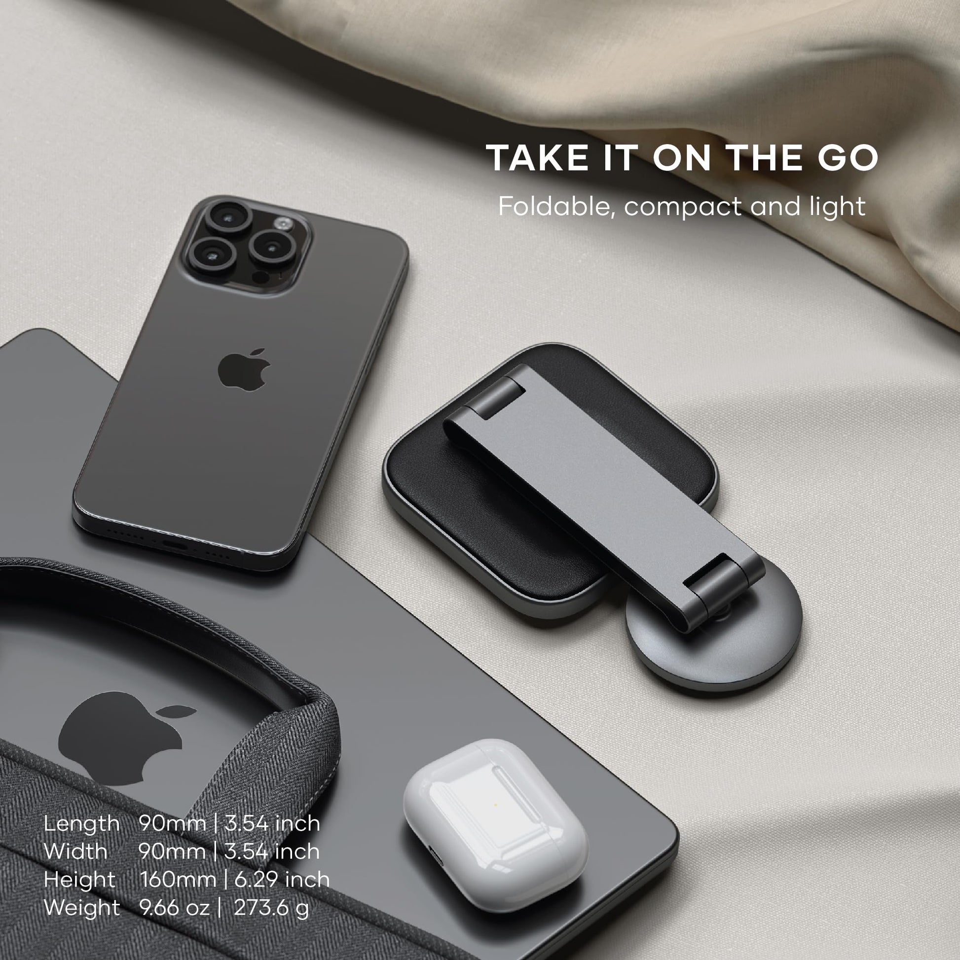 SATECHI Cargador Inalámbrico 2 en 1, Soporte Cargador Inalámbrico Qi2 Dual de 15W, Magnético, Estación de Carga Plegable para Viajes para iPhone 15/14/13/12 y AirPods Pro/3/2