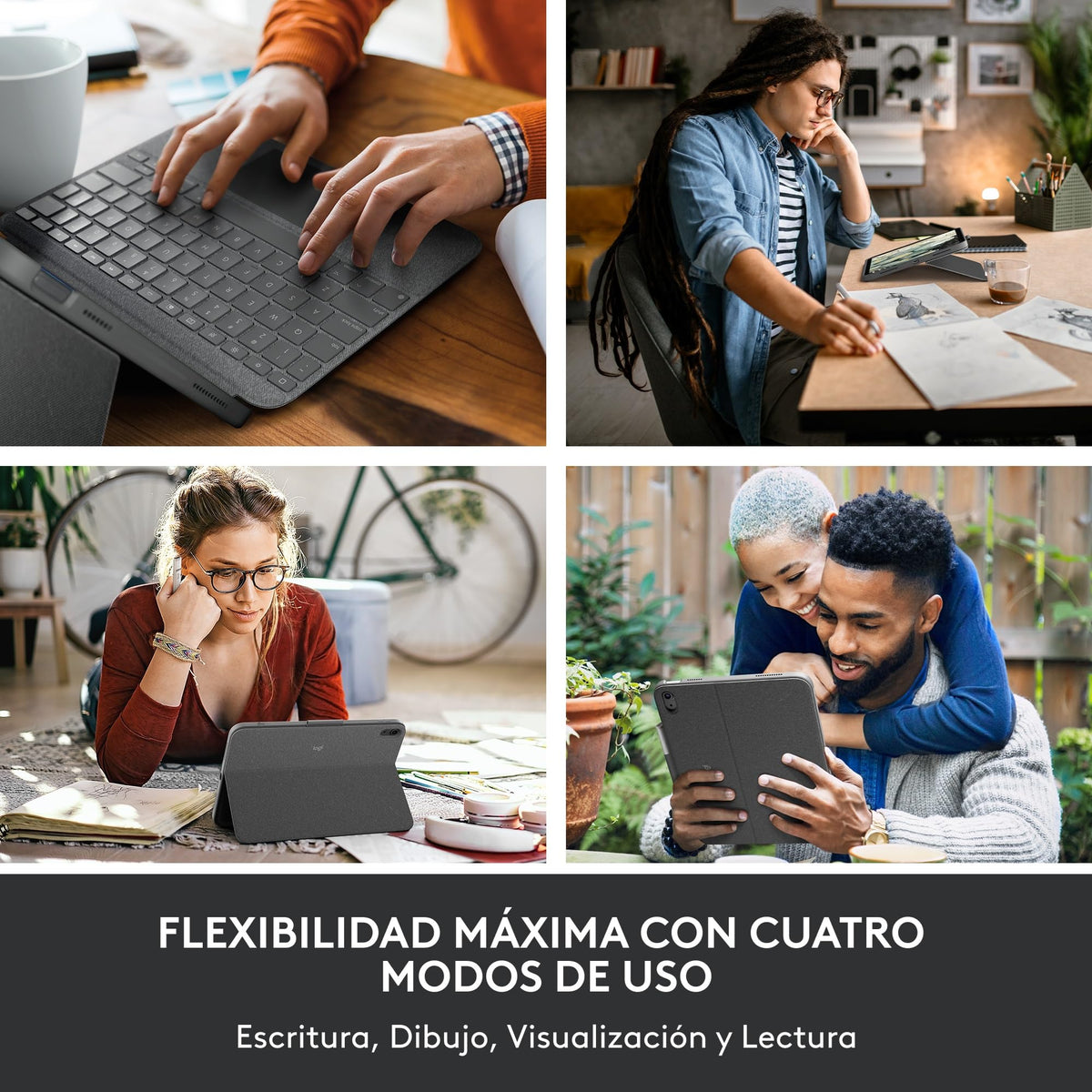 Funda con Teclado Extraíble Logitech Combo Touch Gris con Trackpad Preciso y Teclado Retroiluminado para iPad 10.° Generación