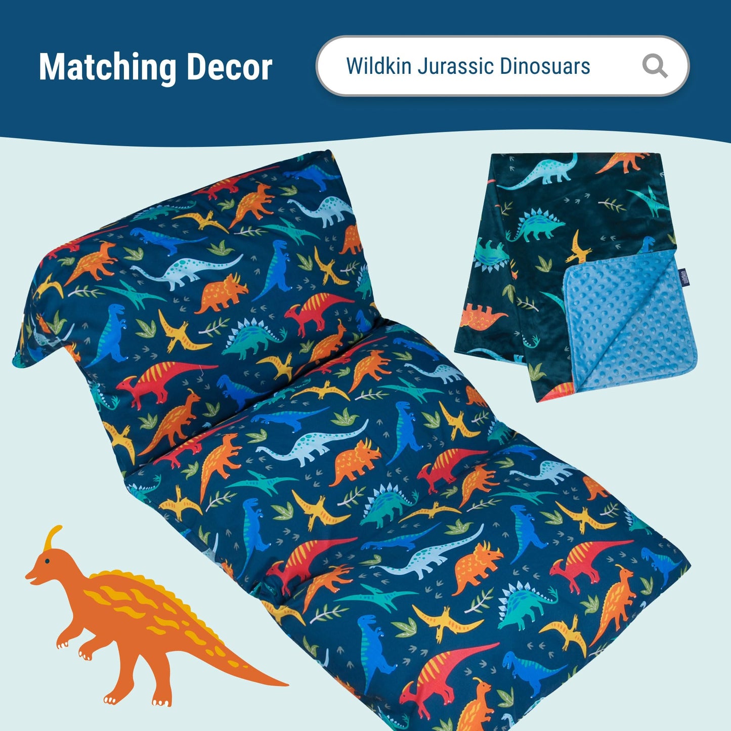 Wildkin - Cama Infantil de 4 Piezas en una Bolsa - Edredón de algodón, sábanas y Fundas de Almohada para Abrazos acogedores - Dinosaurios jurásicos