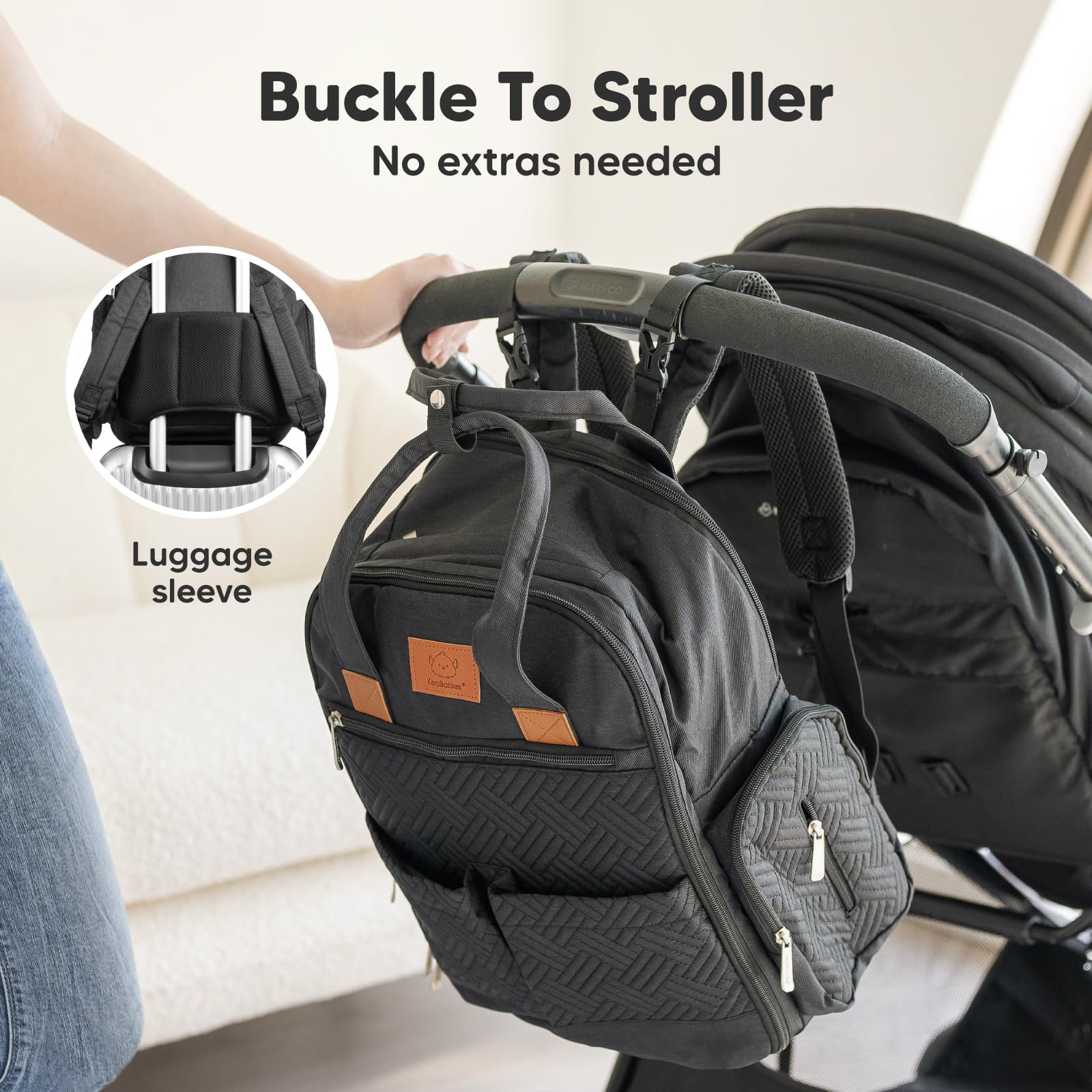 KeaBabies - Mochila para pañales para niñas, niños, mamá y papá (carbón)