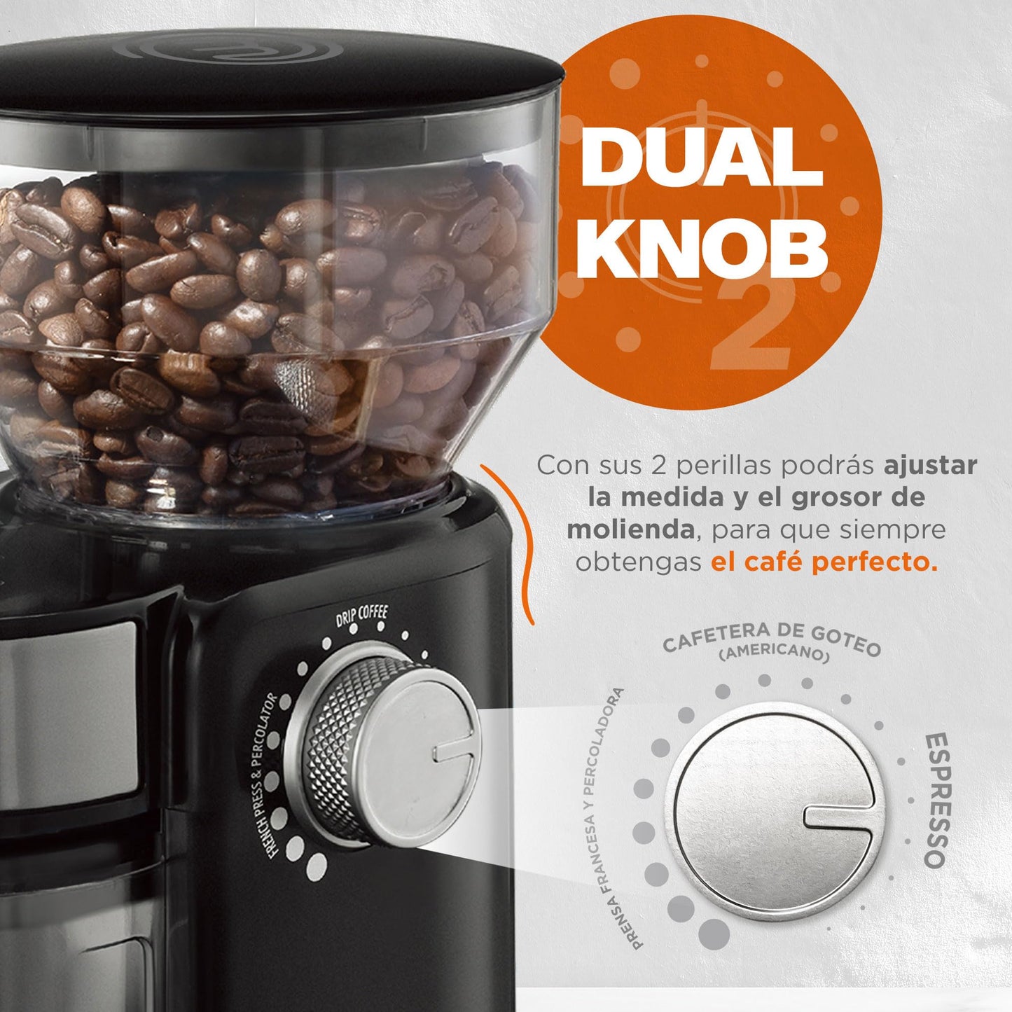 Molino Eléctrico de Café MasterChef Acero Inoxidable molido Perfecto 150 W
