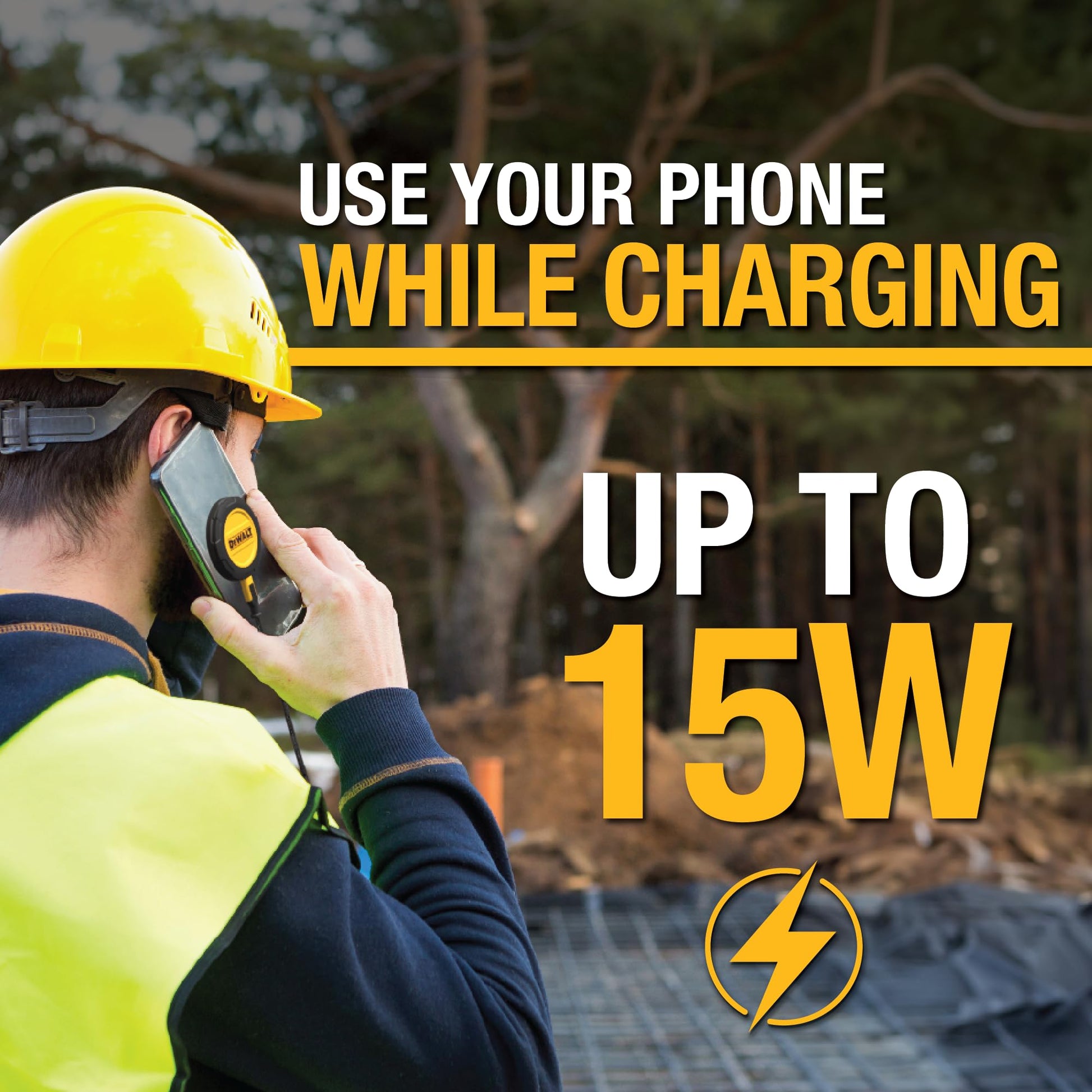 DEWALT Cargador inalámbrico, almohadilla de carga inalámbrica rápida de 15 W máximo, compatible con iPhone 16/15 Series 14/13/12, incluye placa de montaje en pared (sin adaptador de CA)