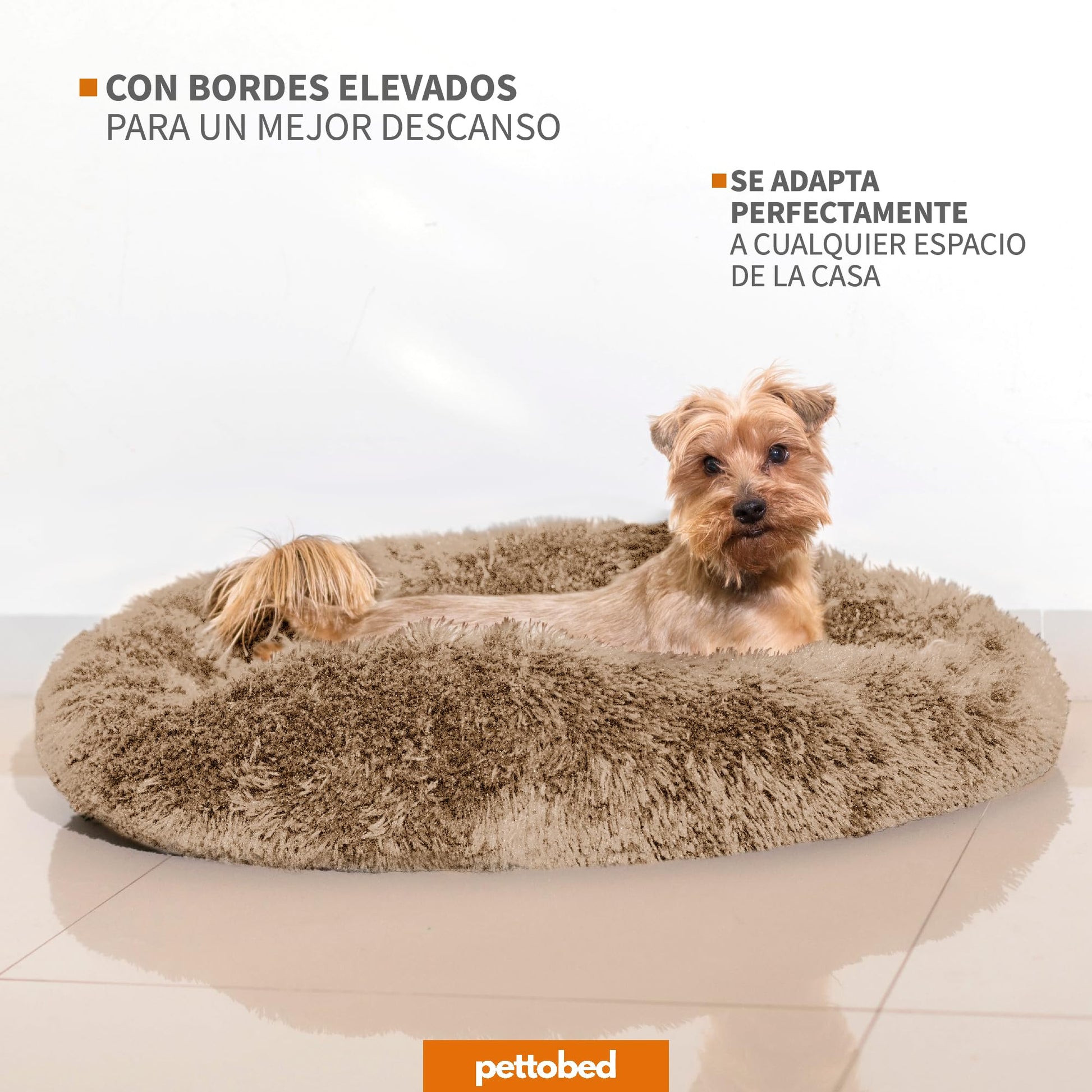 Cama Antiestrés para Mascotas Pet To Bed Light Brown Esponjosa y Afelpada Tamaño Small