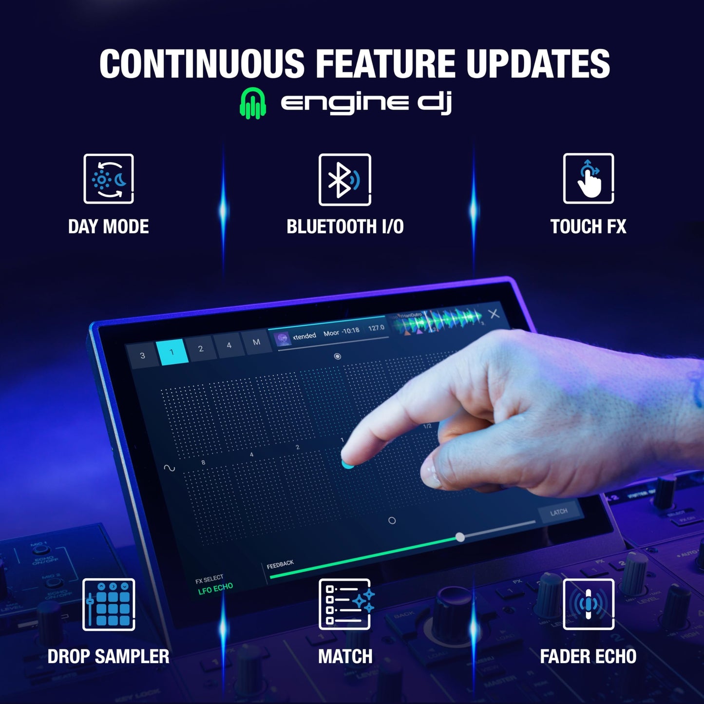 Denon DJ PRIME 4+ Controlador DJ Autónomo con Separación de Stems en 4 Decks, Streaming por WIFI, Mezclador, Pantalla Táctil 10.1", Control de Luces