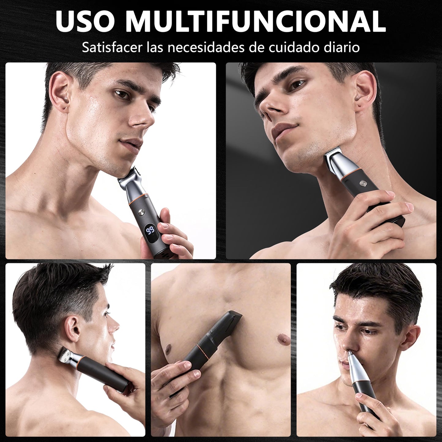 ZVXCABV 16 en 1 Kit de Rasurado para Hombre,Afeitadora Electrica,Barbero Eléctrico con Cabezal de Succión Magnético,Carga Rápida USB y Base,Máquina para Cortar Cabello de Barba/Nariz/Pelo/Cara/Cuerpo