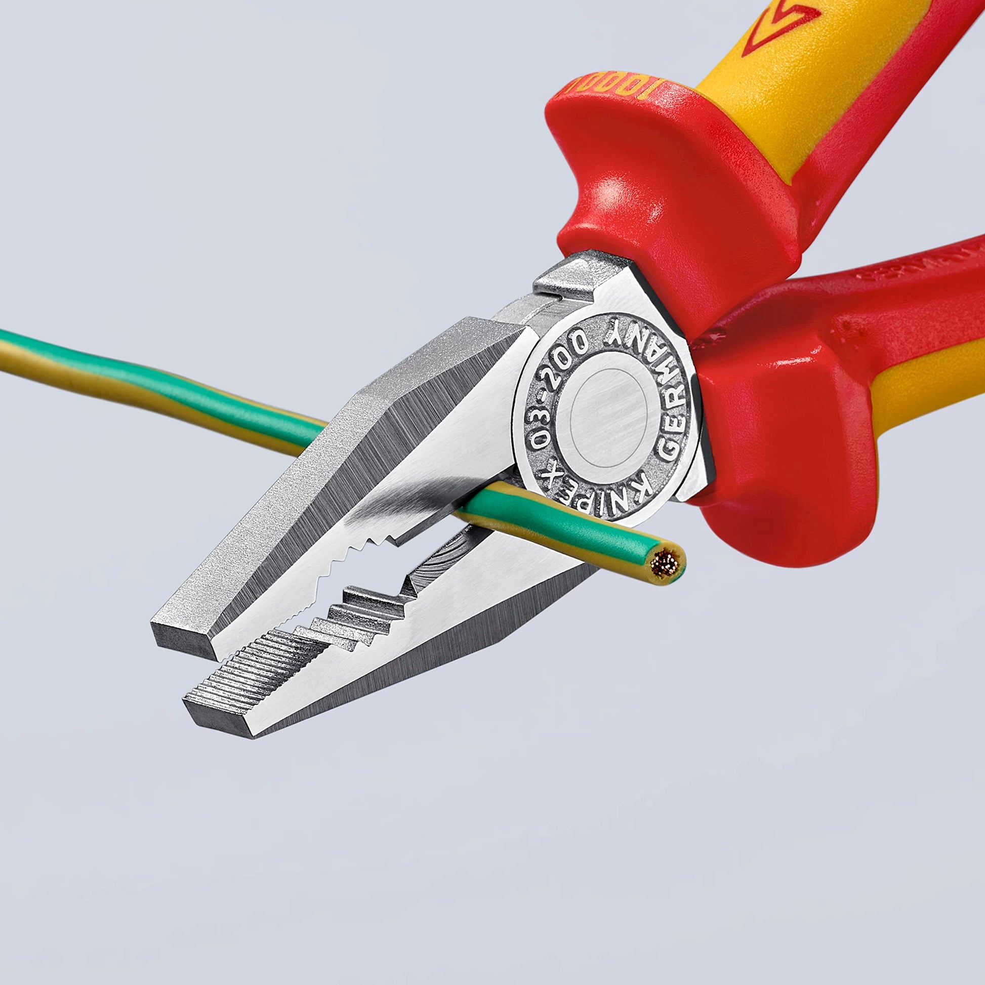 Knipex 03 06 200 SB Alicate Universal Aislados con Fundas en Dos Componentes, Según Norma VDE, Cromado, 200 mm