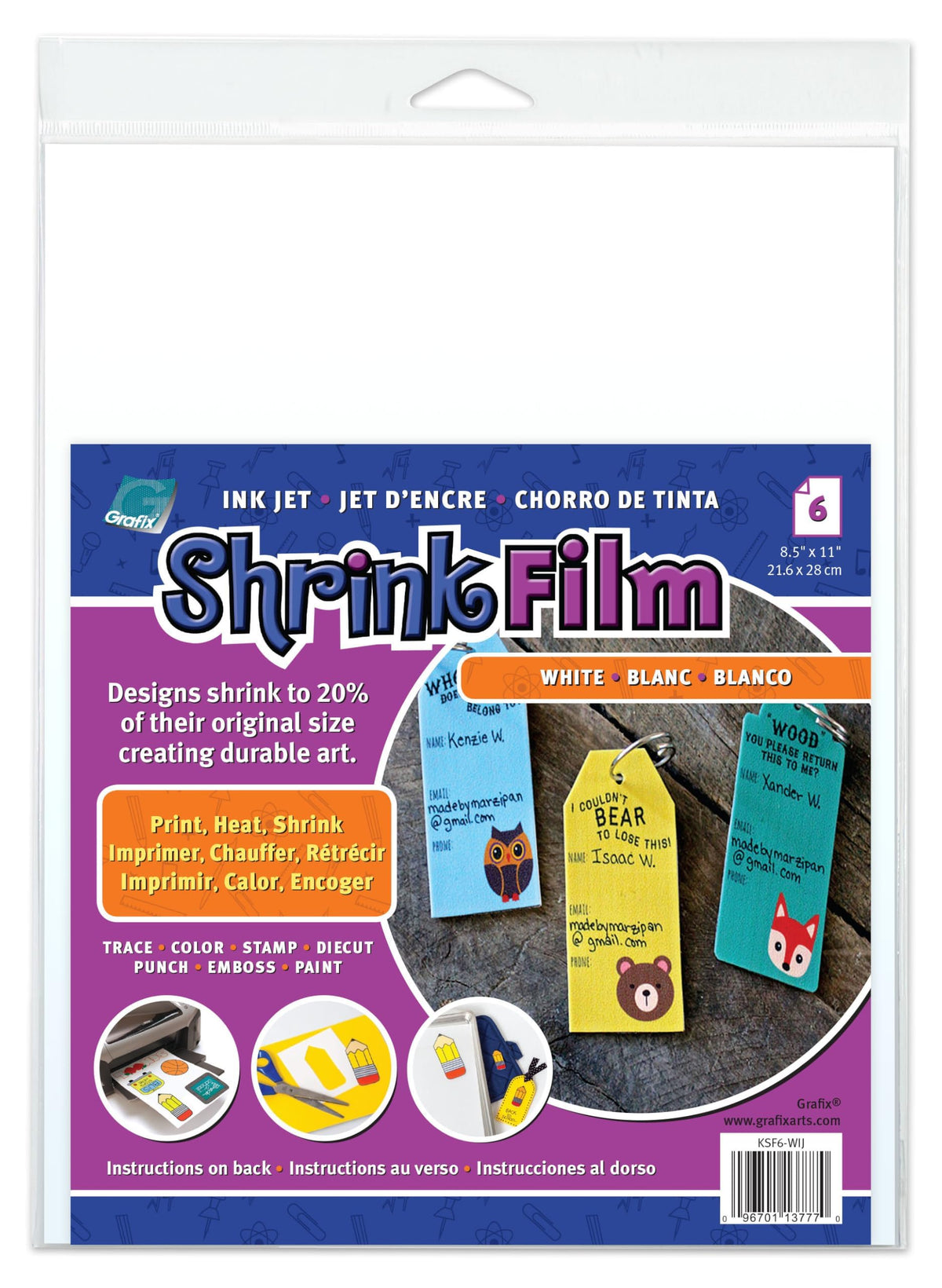 Papel Retráctil Grafix Blanco Inkjet Imprimible Paquete de 6