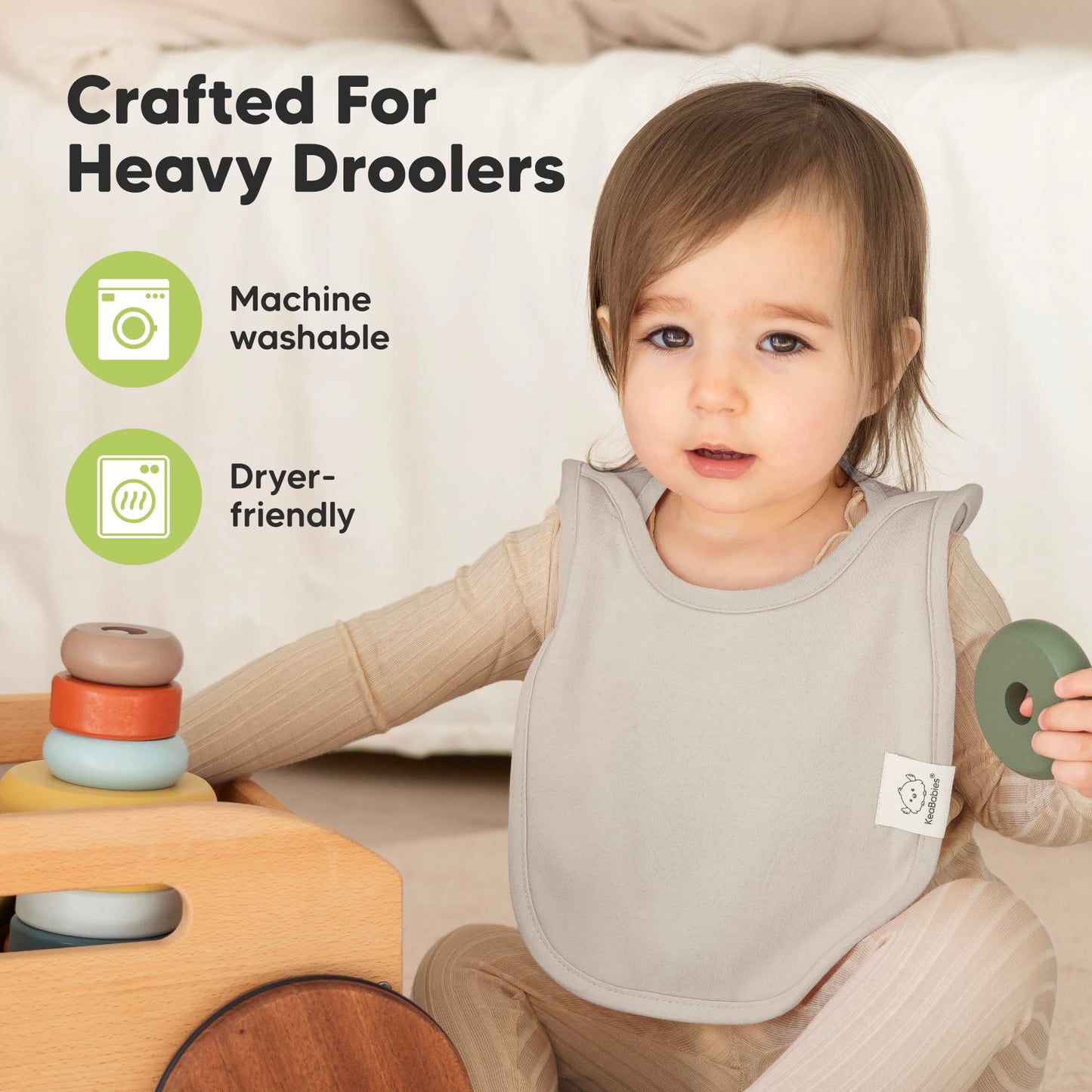 KeaBabies - Paquete de 8 baberos para bebés para niños y niñas, baberos sin botones para la dentición, bebé niña y niño pequeño, recién nacido, suave y absorbente, colores bonitos, cobertura grande