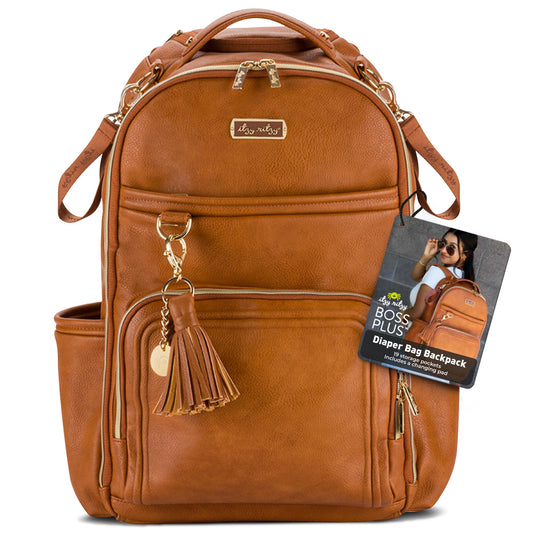 Mochila para Pañales Itzy Ritzy Coñac de Gran Capacidad con Cambiador y 19 Bolsillos