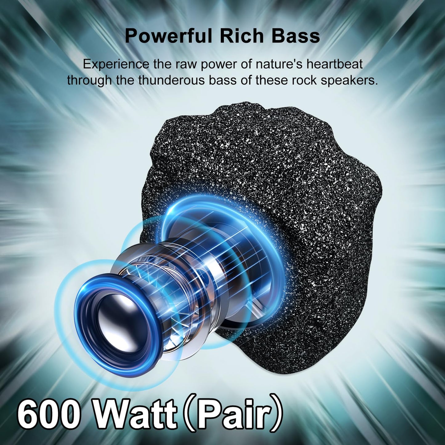 Herdio 8" Altavoces de Roca al Aire Libre Hardwired 600 vatios, diseño Impermeable IPX6 para Piscina, jardín, Cubierta, y Actividades al Aire Libre (par)