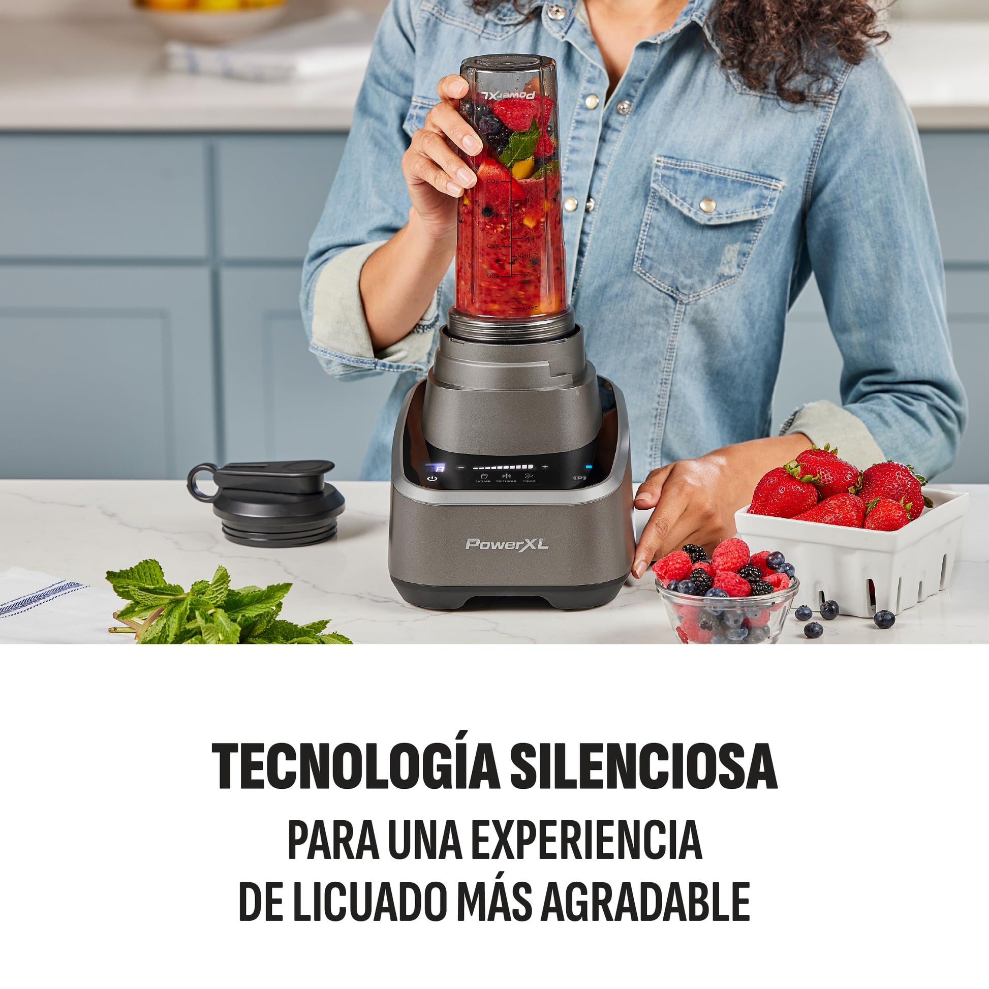 Licuadora y Procesador de Alimentos Power XL Sensimax en Negro con Tecnología Sensitiva y 5 Funciones Sensitivas, Jarra de Tritán 2 L, 1500 W
