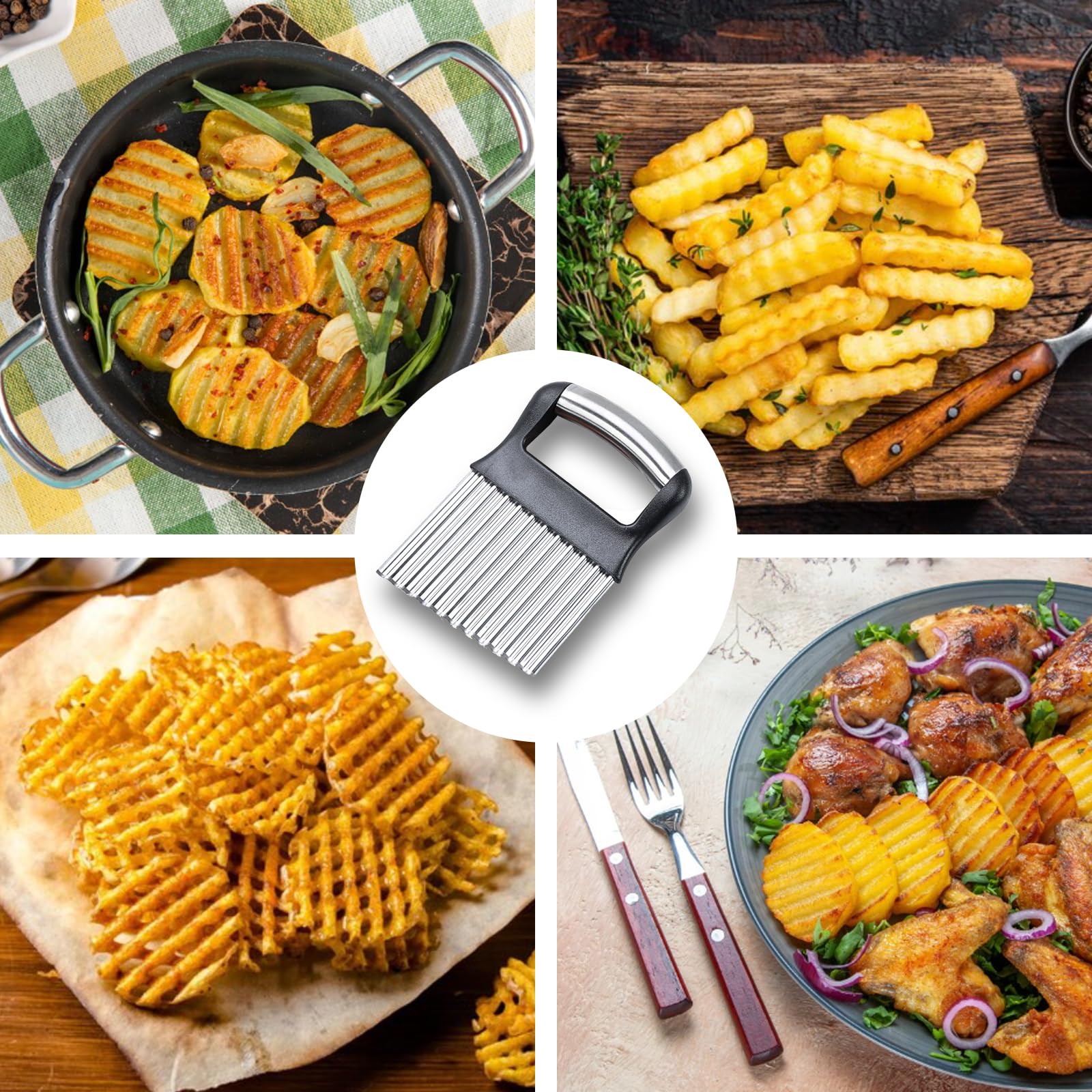 Cortador de Verduras Fantexy Acero Inoxidable Arrugado para Patatas y Zanahorias