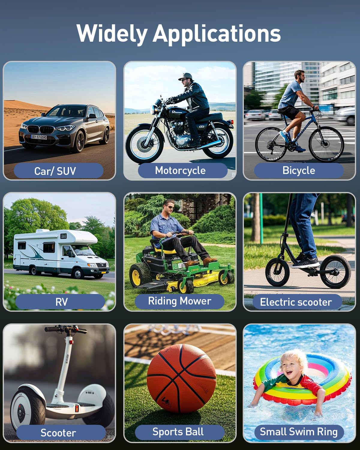 Inflador de neumáticos, compresor de aire portátil, bomba de aire portátil con medidor de presión digital, inflado para coches, bicicleta, motocicleta, bola