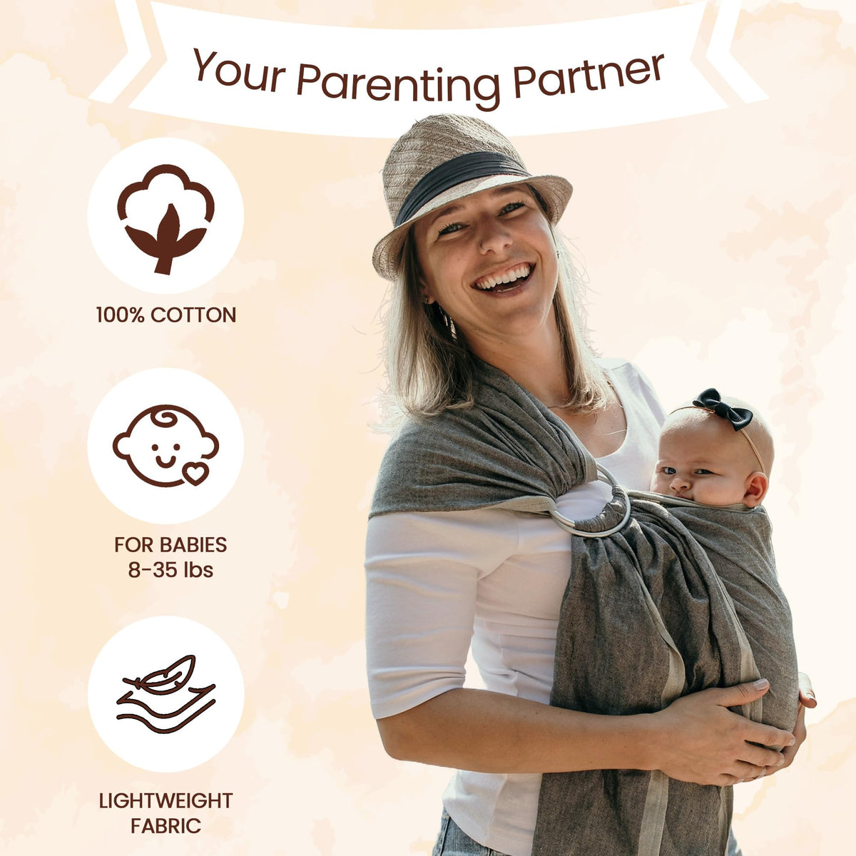 Hip Baby Wrap Ring Sling Baby Carrier for Infants and Toddlers (mediterranean)