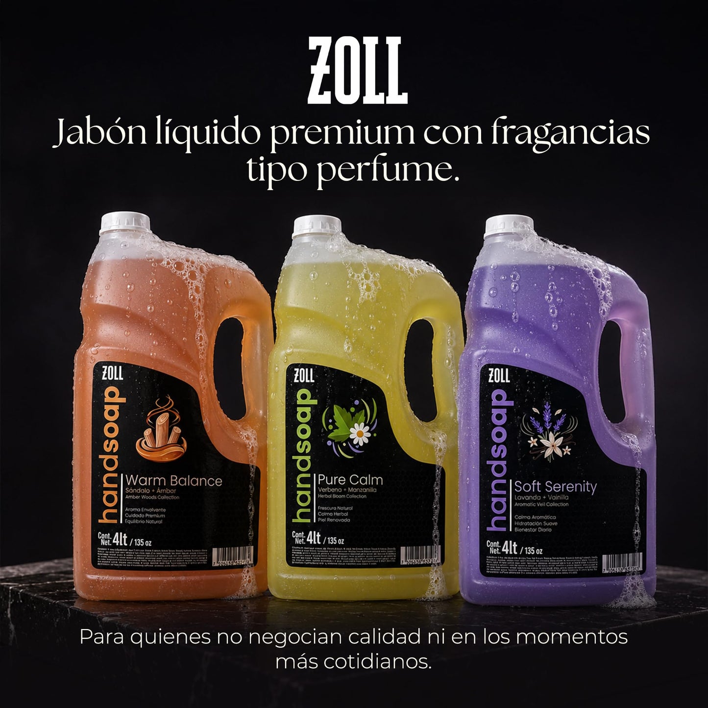 ZOLL Jabón Líquido para Manos - Pure Calm Verbena y Manzanilla - Fragancia Premium Tipo Perfume - Larga Duración - Fórmula Espumante Hidratante - Limpieza Sofisticada para Uso Diario