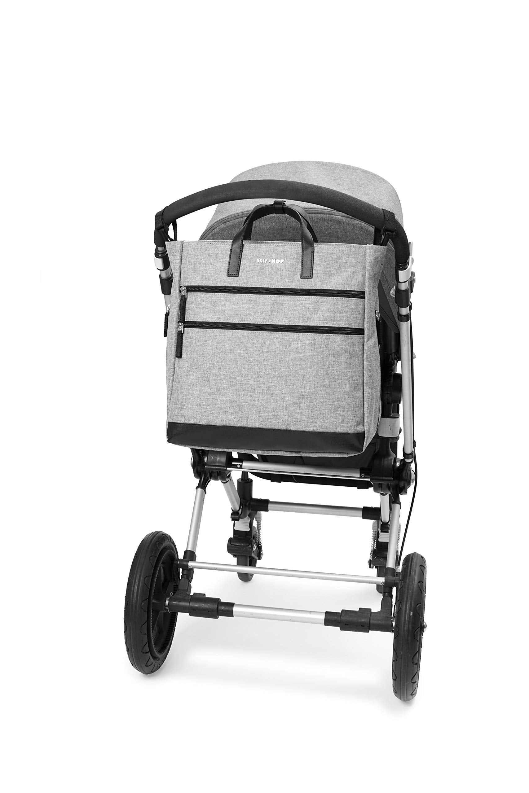 Skip Hop Mochila de pañales: Trio Convertible, 3 estilos portátiles con cambiador y accesorio para cochecito, gris jaspeado
