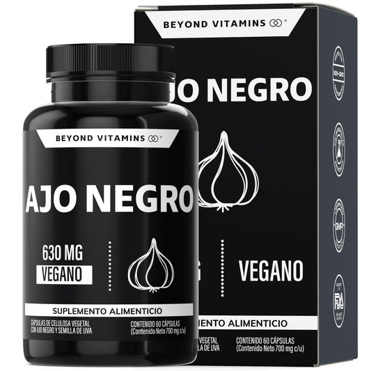 Beyond Vitamins | Ajo Negro 630mg, Cápsulas Veganas, Sin Conservantes, Sin Sabor. (60 Cápsulas)