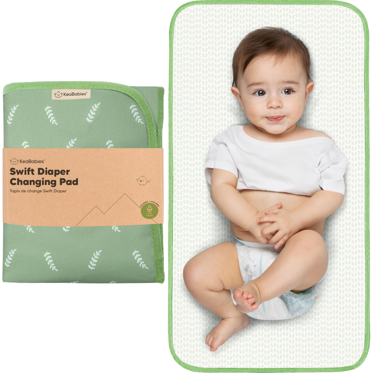 KeaBabies Cambiador portátil, fácil de limpiar, plegable, impermeable, para bolso cambiador, compacto, ligero, 65 x 35 cm, para recién nacidos, bebés y bebés