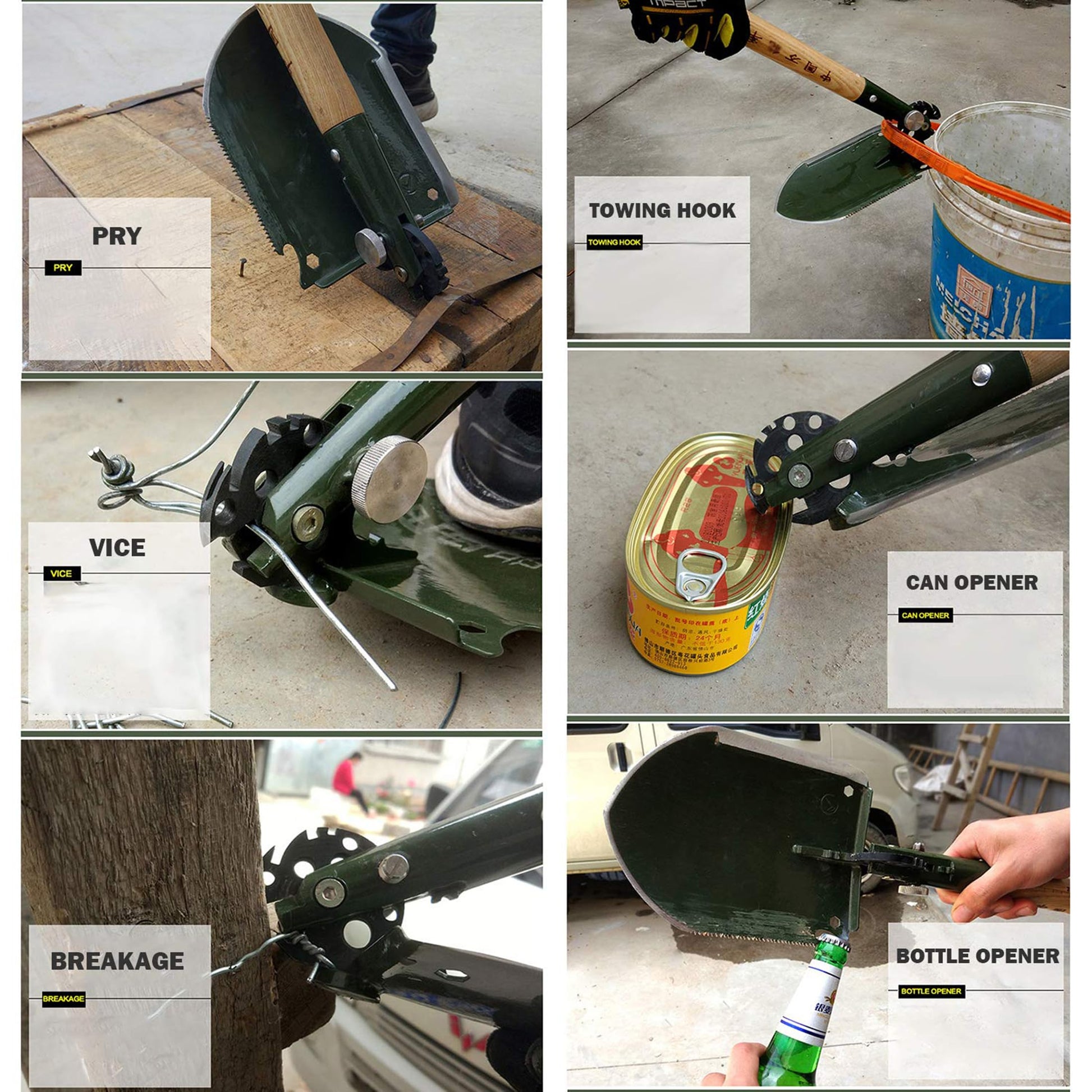 Pala Militar Plegable WJQ-308 China 18 en 1 con Estuche Impermeable portátil para Camping