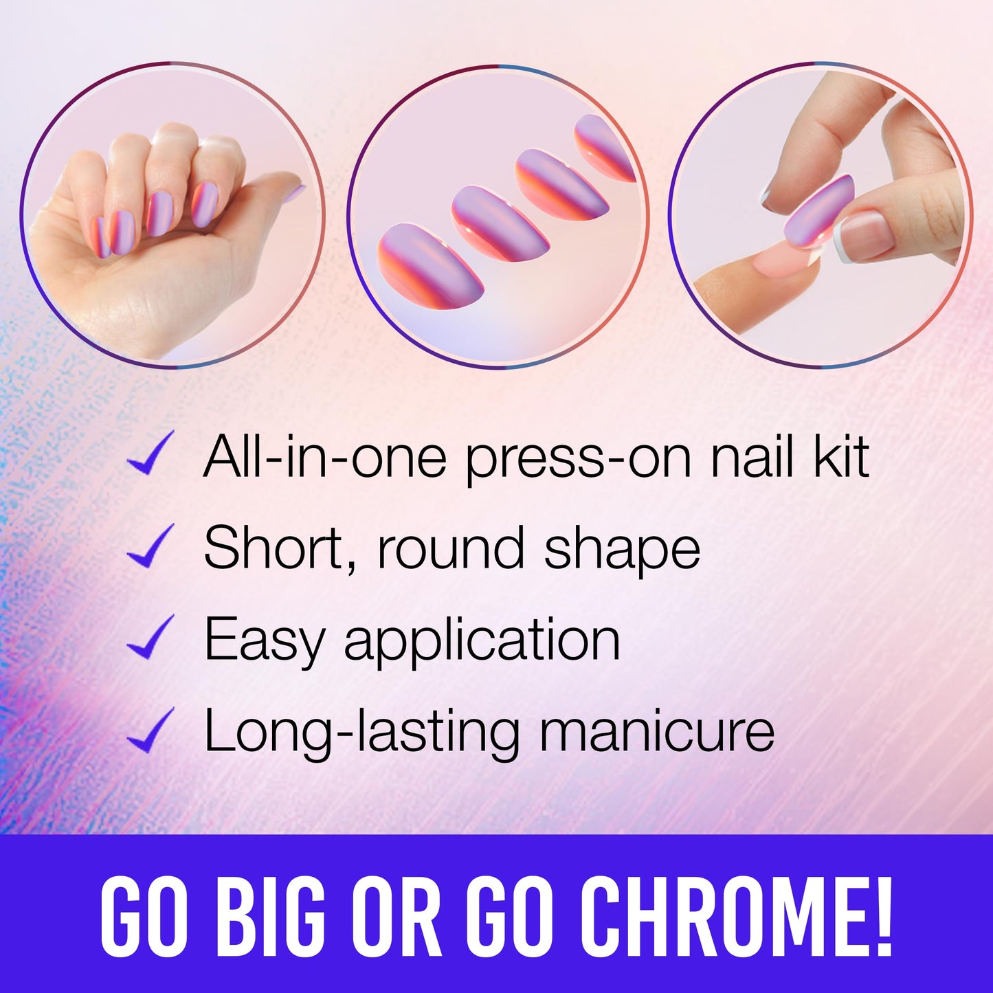 Ardell Uñas Postizas Esfera Cromada Nail Addict Fácil de Aplicar Profesionales
