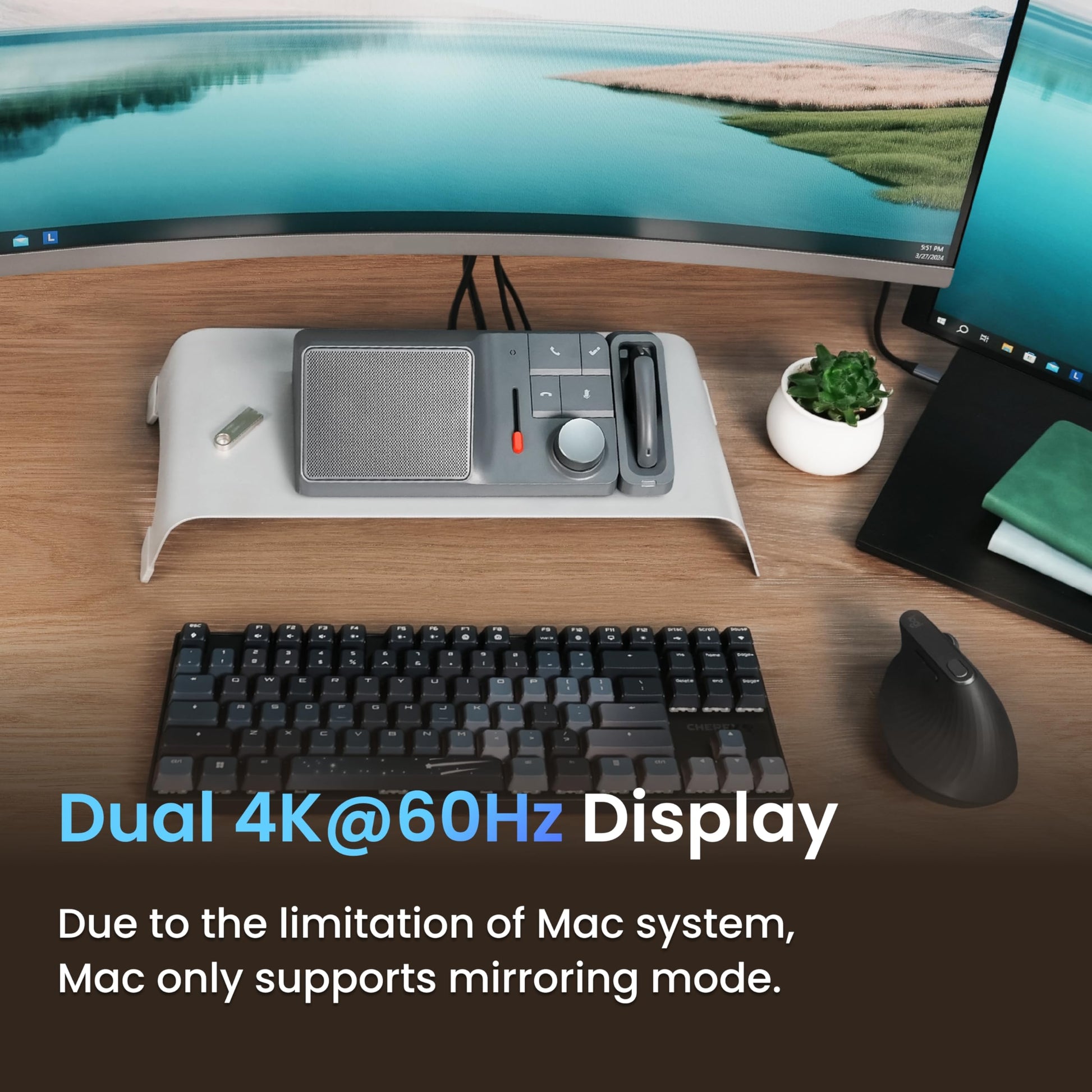 H1 Estación de acoplamiento USB C 11 en 1 con grabadora de voz AI, transcripción y resumen gratuitos, HDMI dual 4K a 60Hz, 118W PD, Ethernet de 2.5Gbps, transferencia rápida de datos de 10Gbps, lector