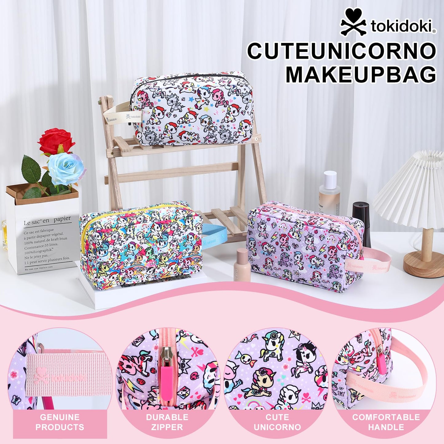 tokidoki Unicorno Bolsa de maquillaje de viaje