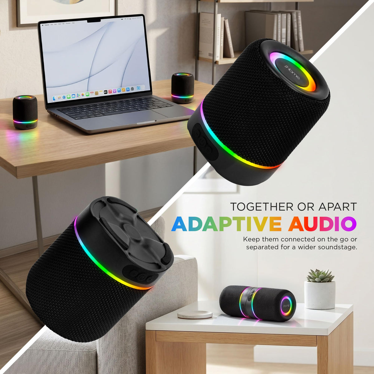 Altavoz Bluetooth Inalámbrico iHome RGB con Luces Portátil