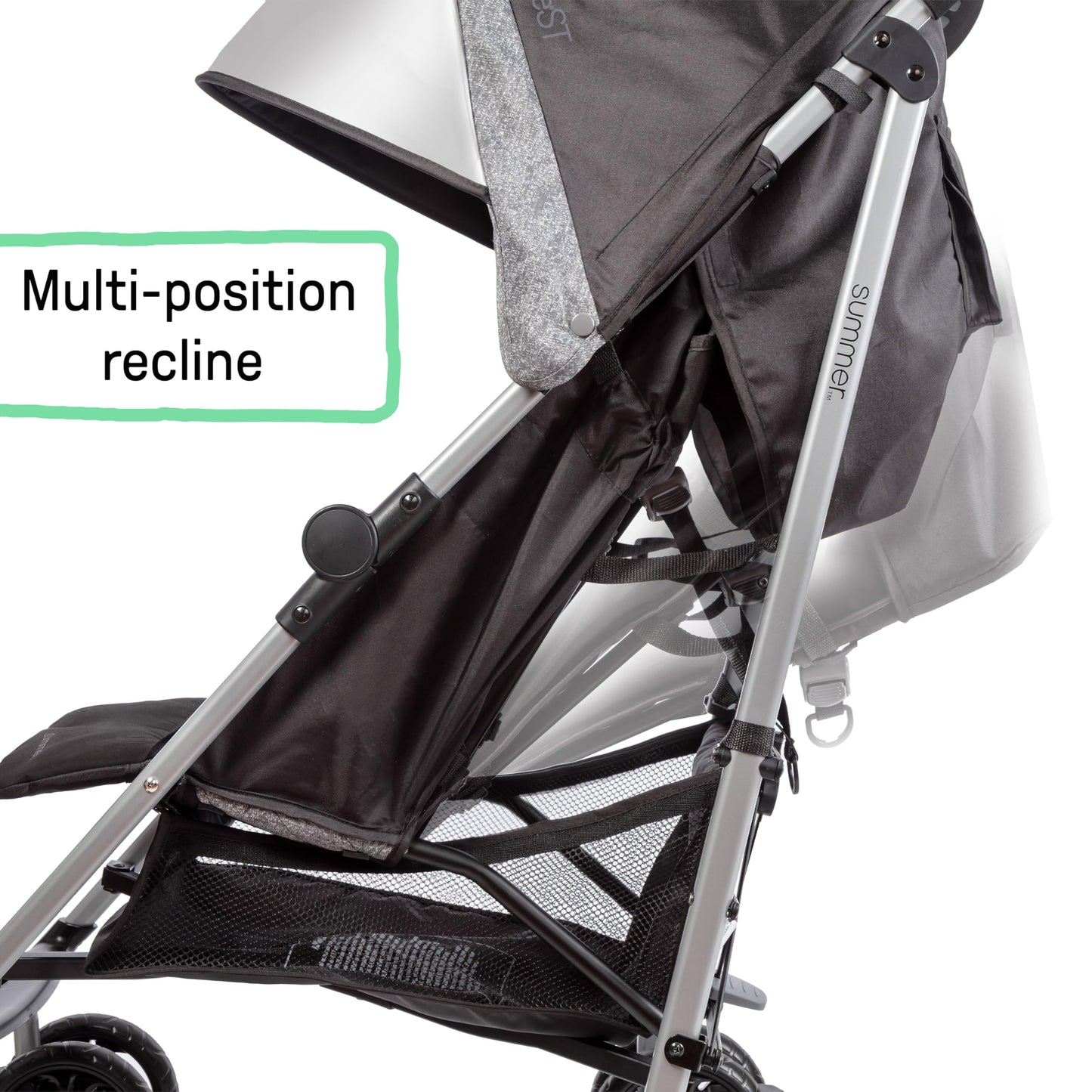 Carriola Summer Infant 3Dlite ST Negro Ligero con Marco de Acero y Área de Asiento Grande para Viajes