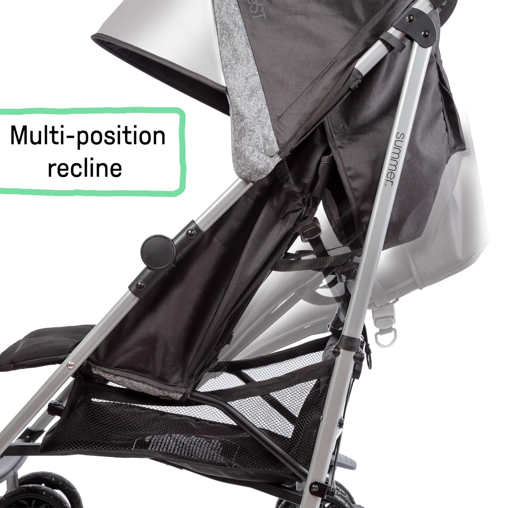 Carriola Summer Infant 3Dlite ST Negro Ligero con Marco de Acero y Área de Asiento Grande para Viajes