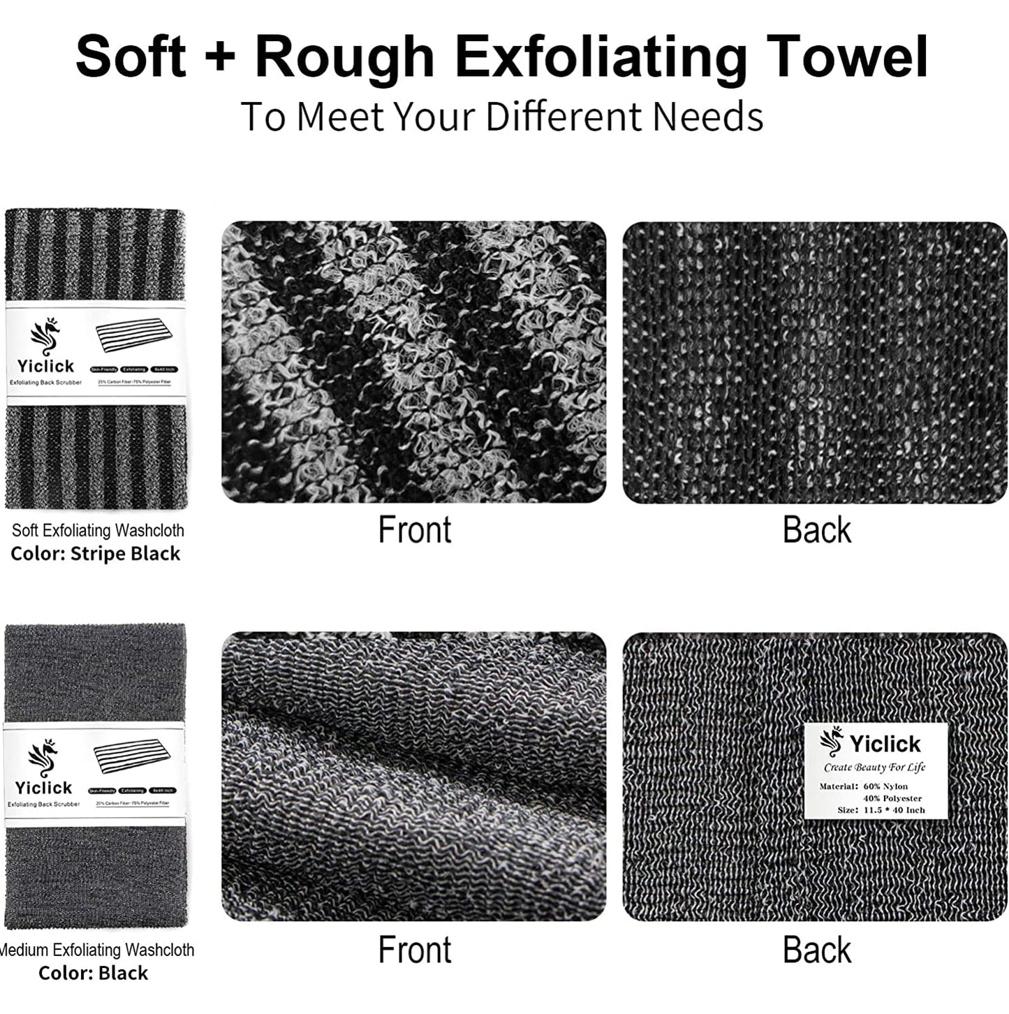 Toallas Exfoliantes Yiclick Beige Suave y Áspero para Piel Sensible y Áspera