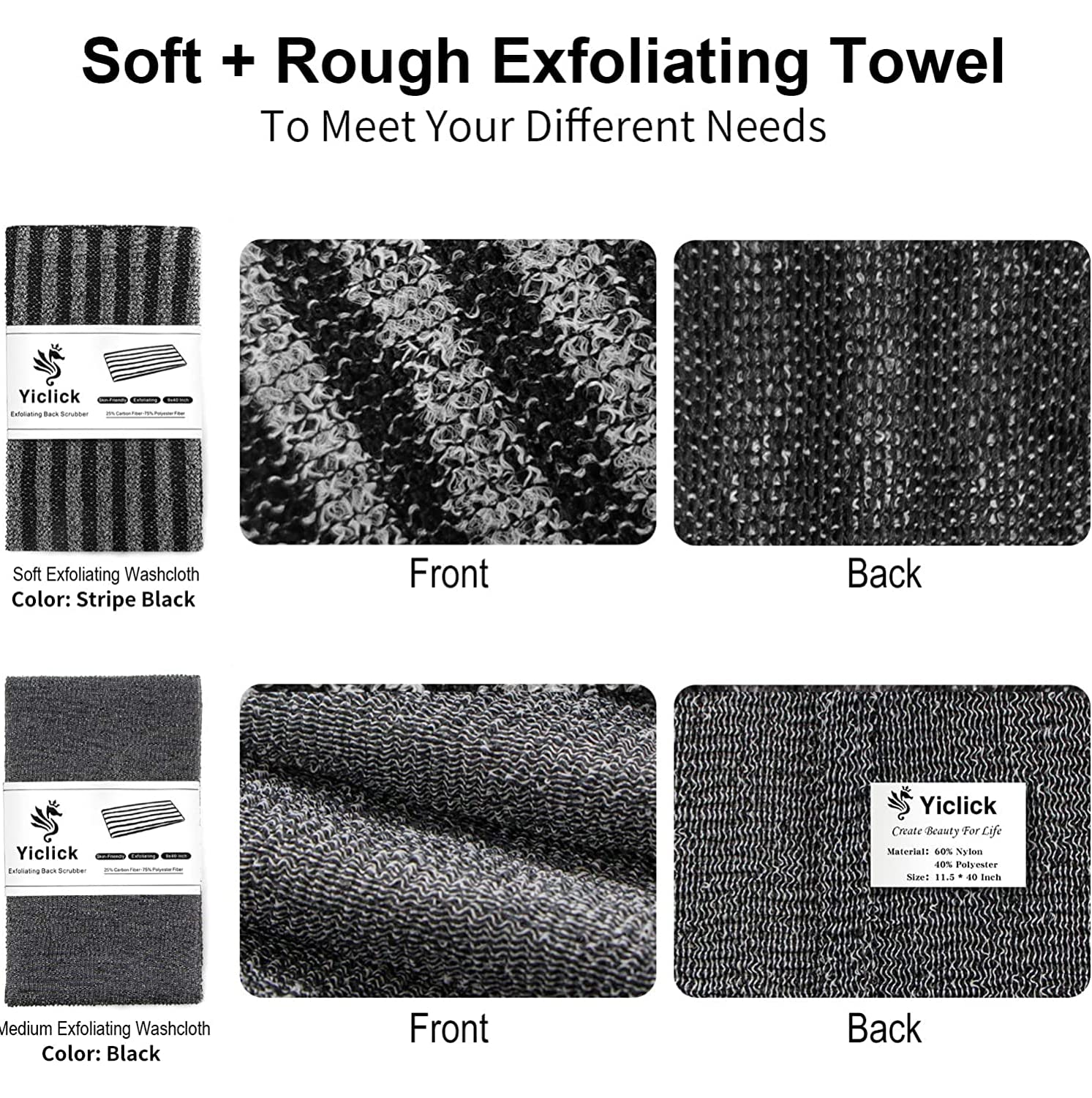 Toallas Exfoliantes Yiclick Beige Suave y Áspero para Piel Sensible y Áspera