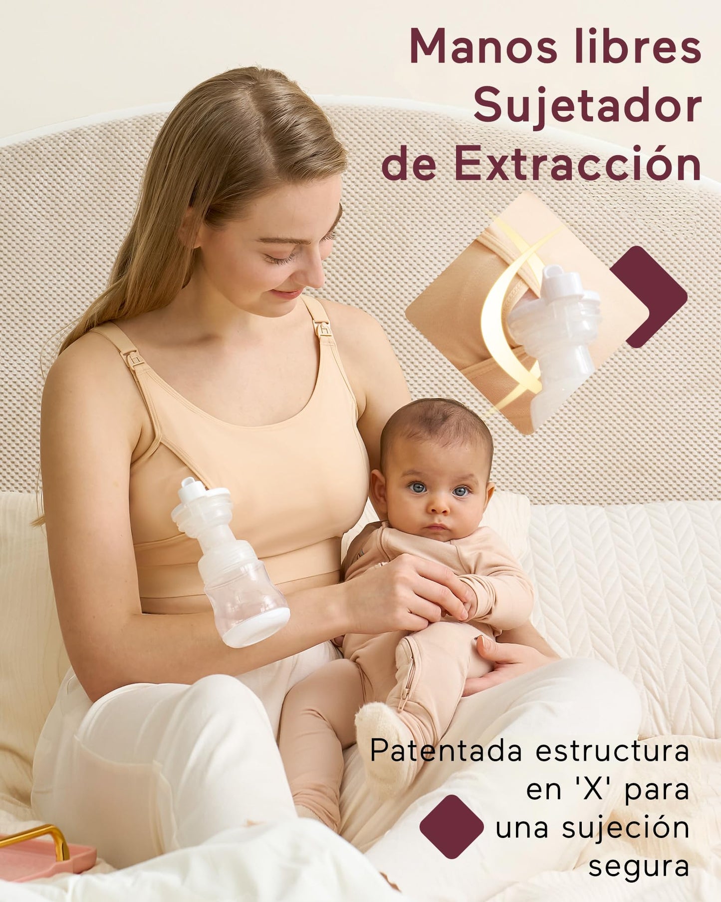 Momcozy Sujetador de Lactancia Manos Libres, Ajustable para Sacaleches, Ideal para Extraer Leche y Amamantar