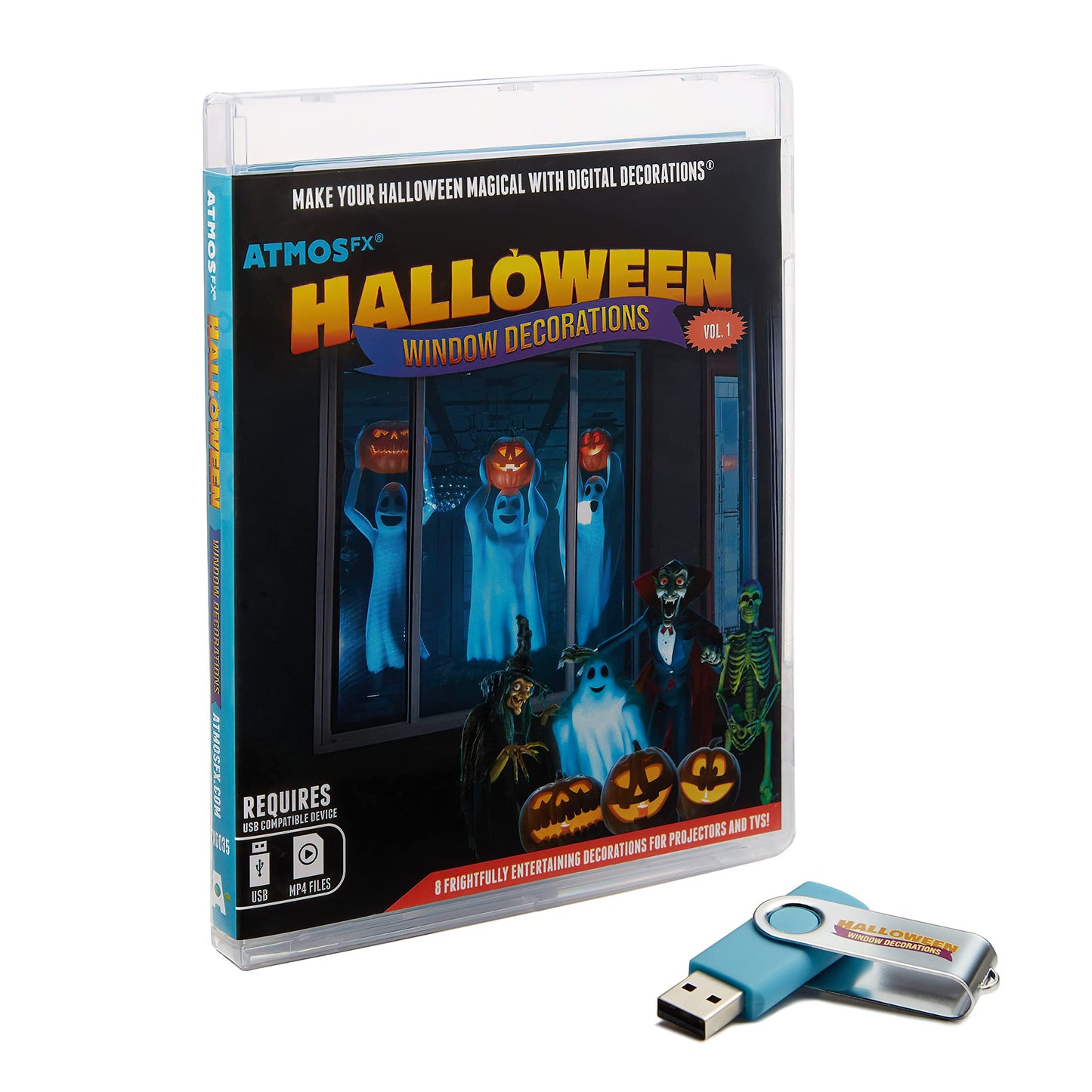AtmosFX® Decoración digital de Halloween en USB incluye 8 efectos de video Atmosfx para Hallloween