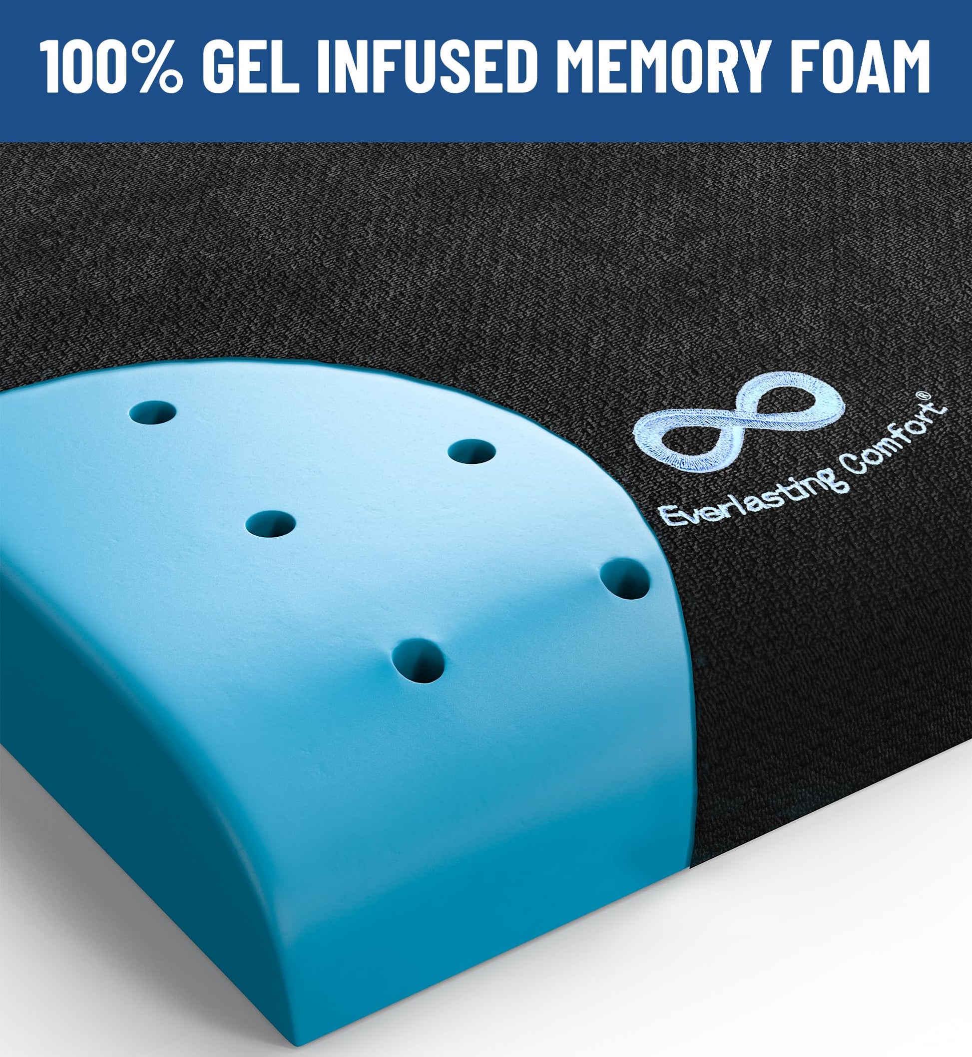 Cojín de Asiento de Espuma Viscoelástica Everlasting Comfort Gel Infundido y Ventilado para Silla de Ruedas