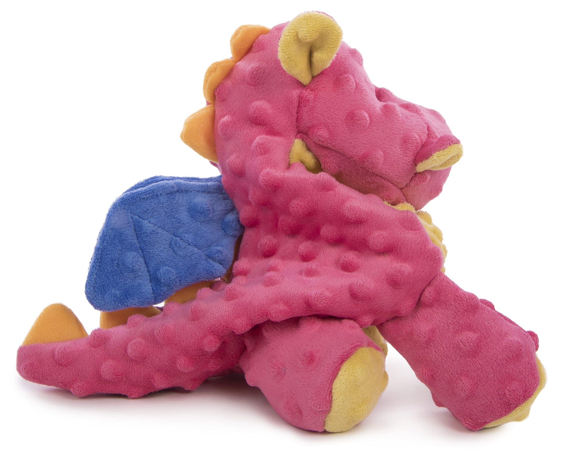 goDog - Juguete de peluche resistente para perros con tecnología Dragon with Chew Guard, color coral, grande
