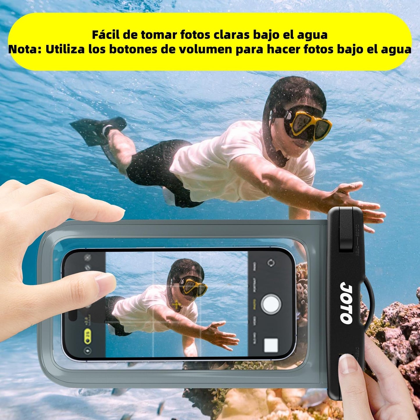 Funda Impermeable JOTO Gris para Celular Sumergible hasta 7 Pulgadas