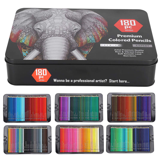 Juego de Lápices de Colores de 180 Piezas, Juego de Lápices de Colores con Caja de Hierro Herramientas de Pintura Prácticas y Seguras Adecuadas para Dibujar Bocetos