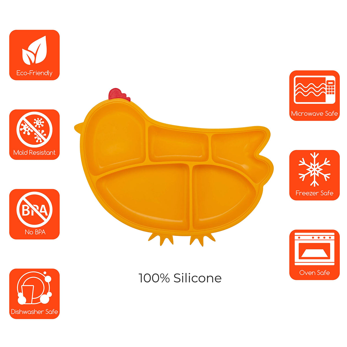 Innobaby Din Din Smart - Plato de silicona para pollo, diseño de niños, Amarillo