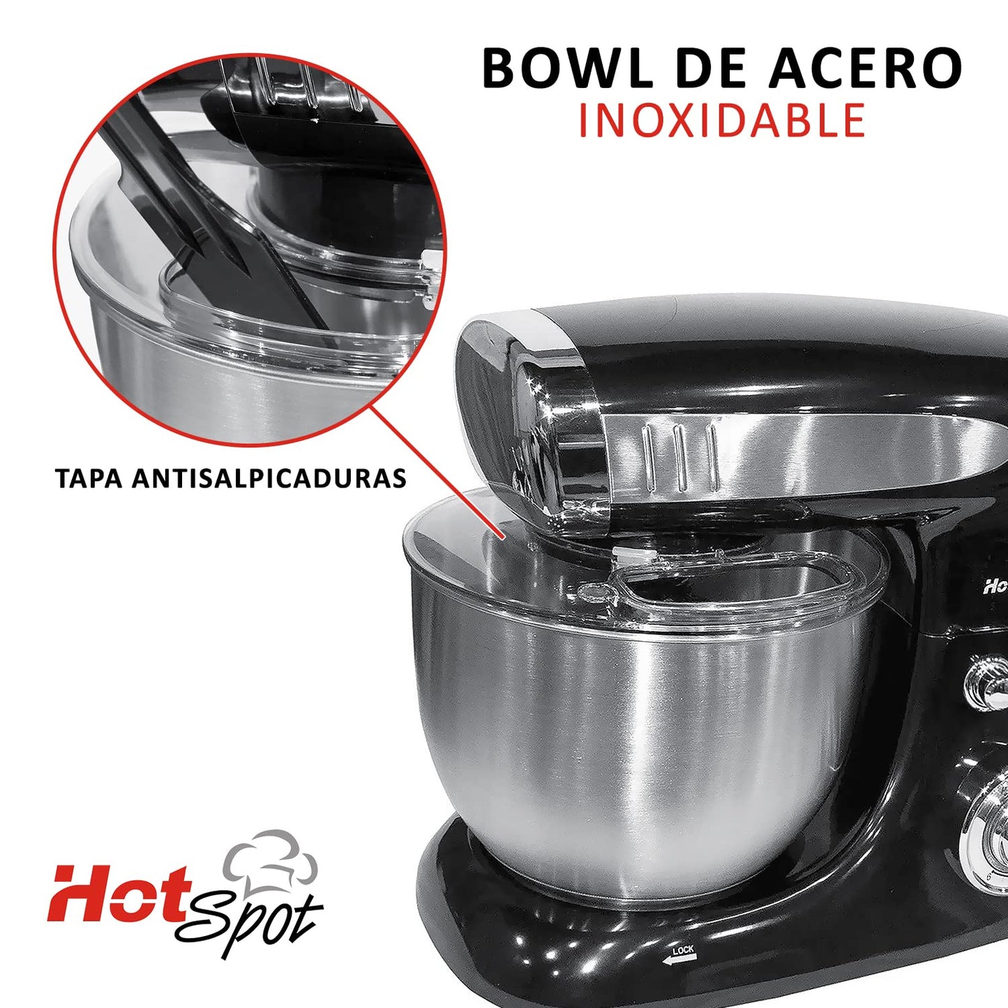 HotSpot Z569 Batidora De Pedestal Profesional 800w Bowl Acero Inoxidable 4 Litros Mezclador Eléctrico Hogar Cocina Repostería