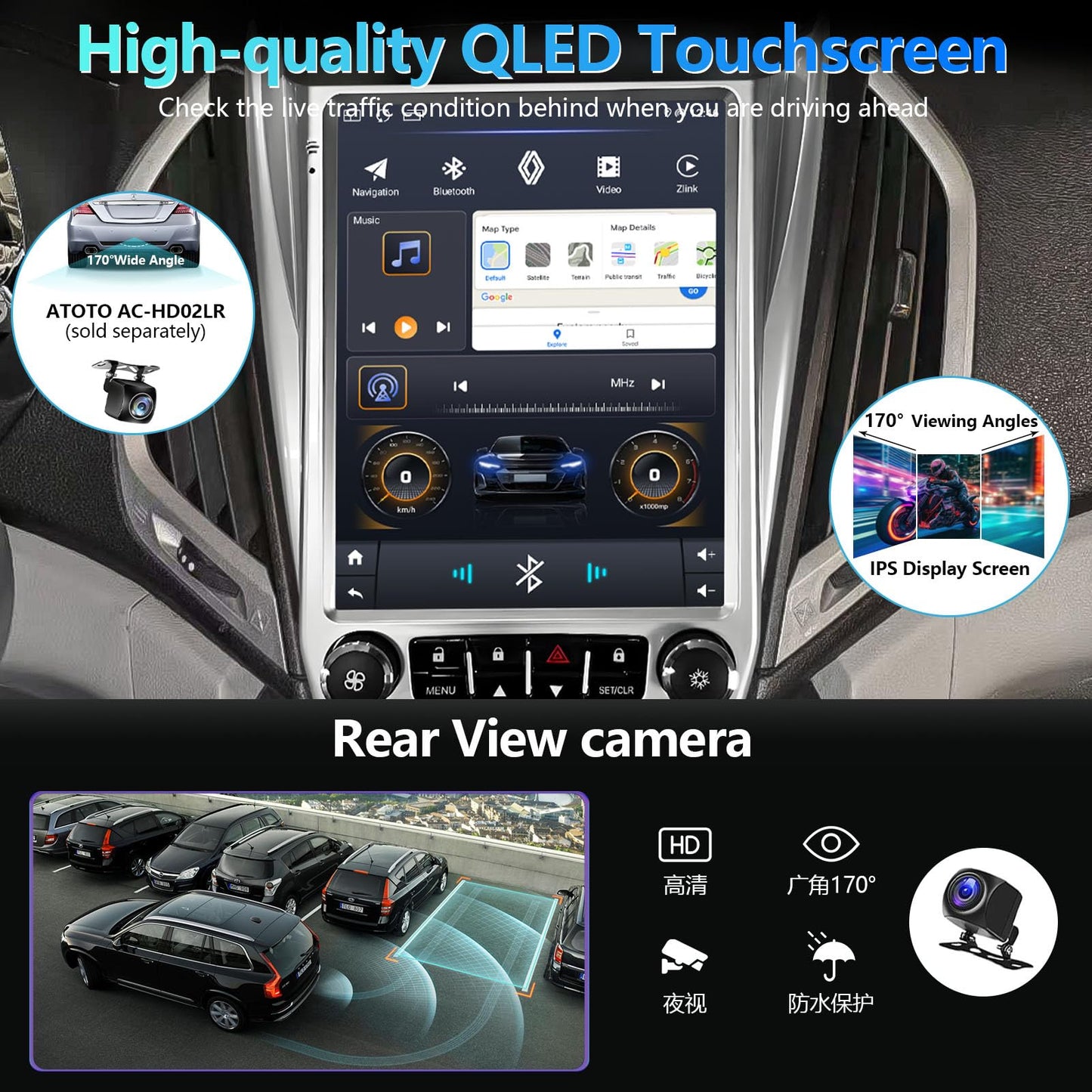Estéreo de coche Android 12, pantalla táctil HD de 10.1 pulgadas, radio de navegación GPS WiFi con cámara de respaldo para Chevrolet Equinox, GMC Terrain 2012-2017 (4+64 sin bloqueo)