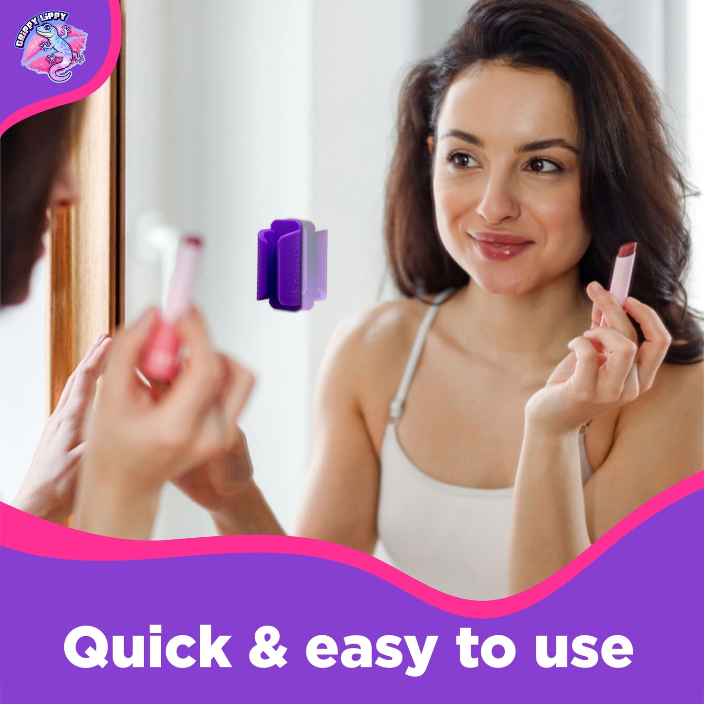 Estuche duradero para bálsamo labial, paquete de 2 en rosa y morado | Básico de viaje versátil para brillo de labios, bálsamo labial y aceite de labios | Almacenamiento ideal de bálsamo labial para