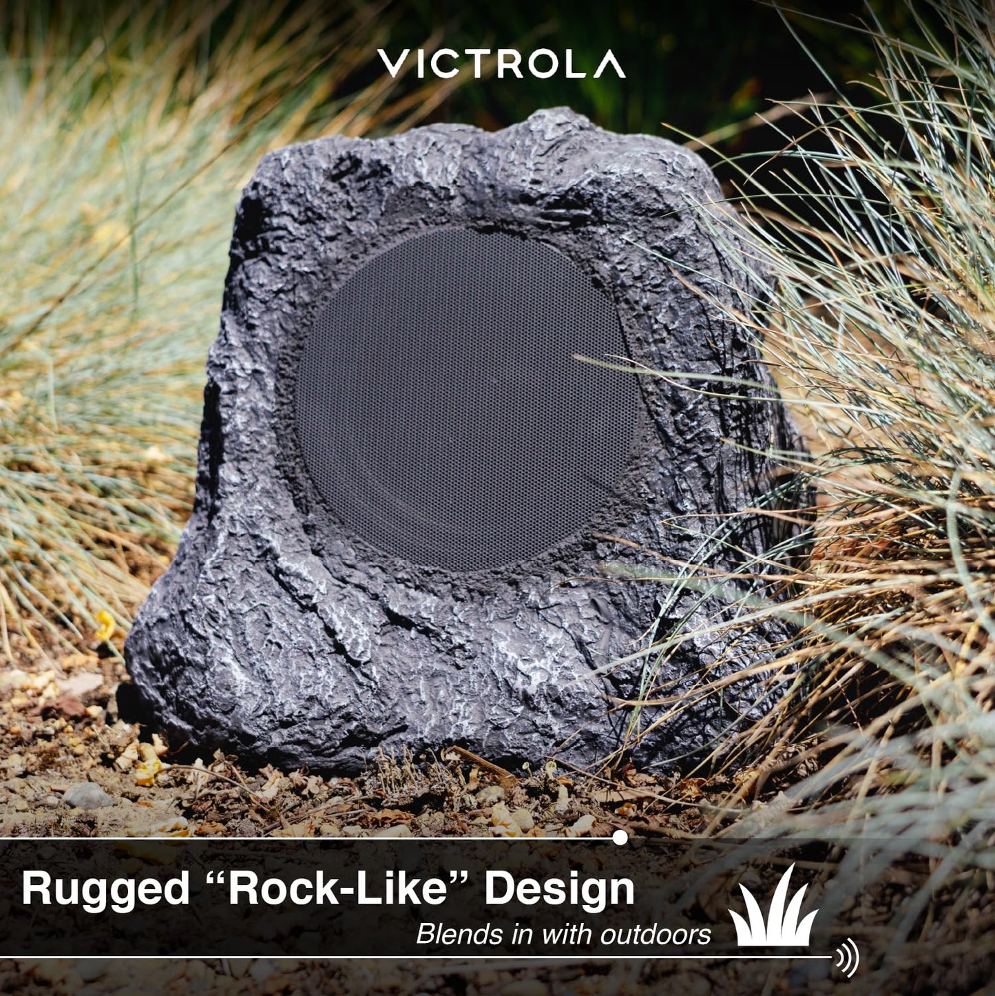 Innovative Technology Premium 5-Watt Bluetooth Outdoor Rock Speakers with A/C Adaptor and Built In Rechargeable 5200mAh Battery, Pair, Charcoal - ITSBO-513P5