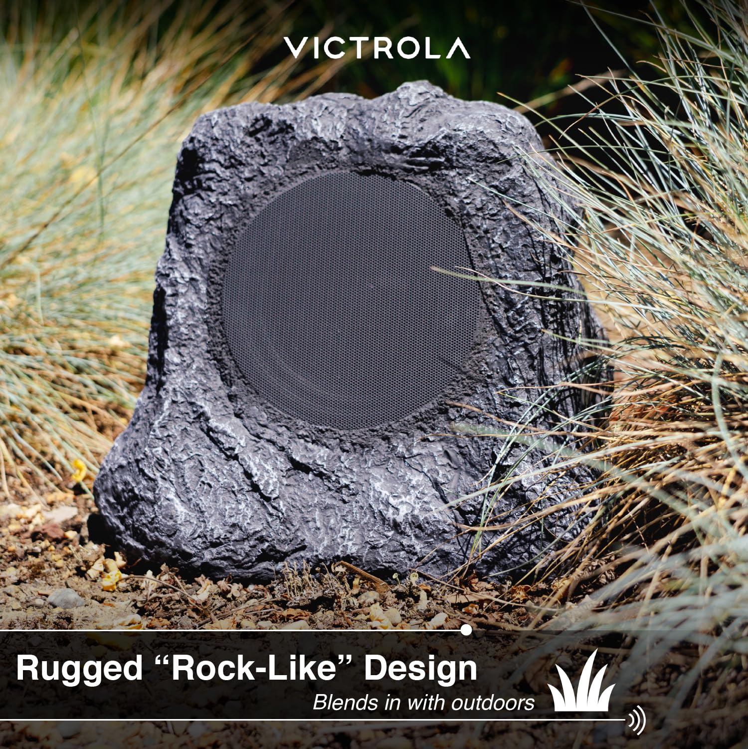 Innovative Technology Premium 5-Watt Bluetooth Outdoor Rock Speakers with A/C Adaptor and Built In Rechargeable 5200mAh Battery, Pair, Charcoal - ITSBO-513P5