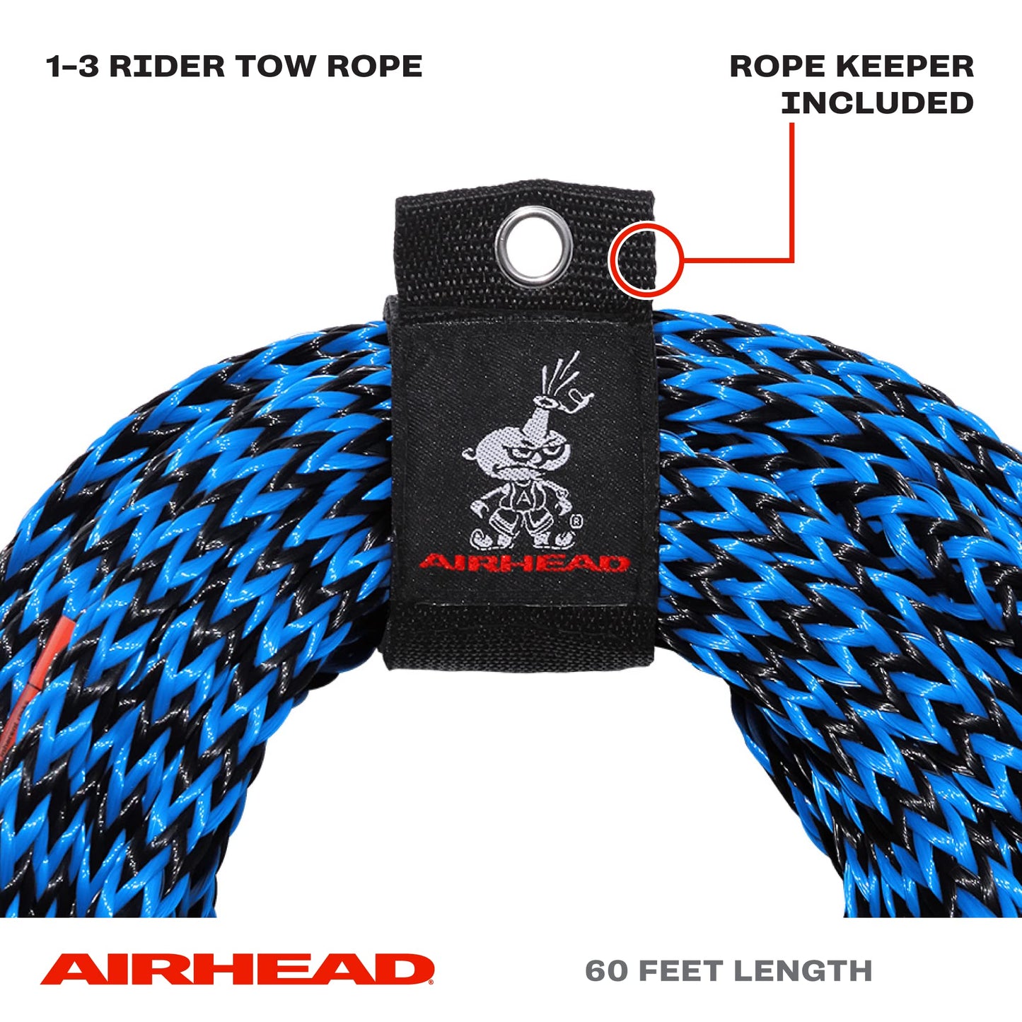 Cuerda de Remolque Airhead 60 Pies Resistencia 3,350 para Tubos de Arrastre 1-3 Pasajeros