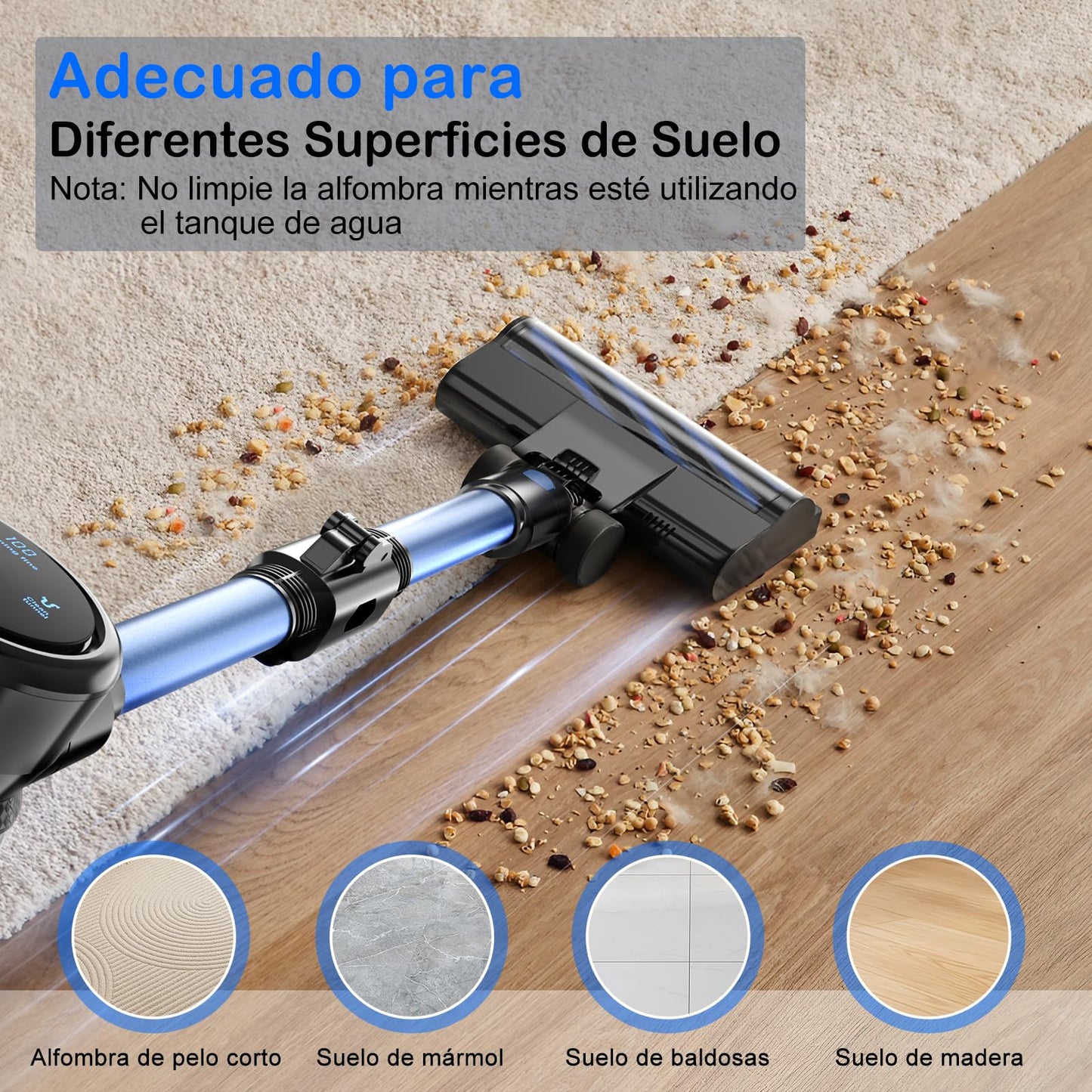 COYIVI Aspiradora Inalambrica, Aspirador Vertical Sin Cable 6 en 1, 30KPa Aspirar y Trapear, 250W Aspiradoras Potente Succión con LED y Motor Sin Escobillas, para Suelos Duros, Alfombras y Pelos de Mascotas