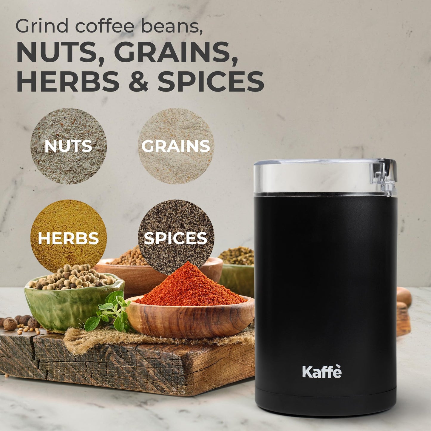 Molinillo de Café Eléctrico Kaffe Negro de Un Toque con Cepillo de Limpieza para Uso Doméstico