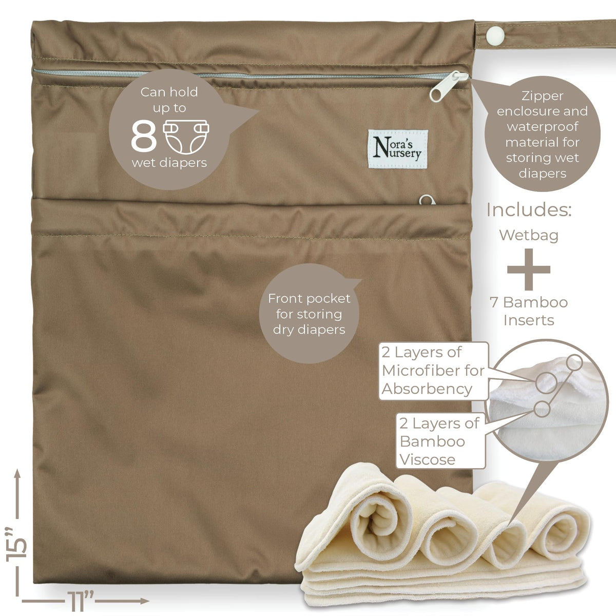 Nora's Nursery - Pañales de tela ajustables AWJ | Paquete de 7 |